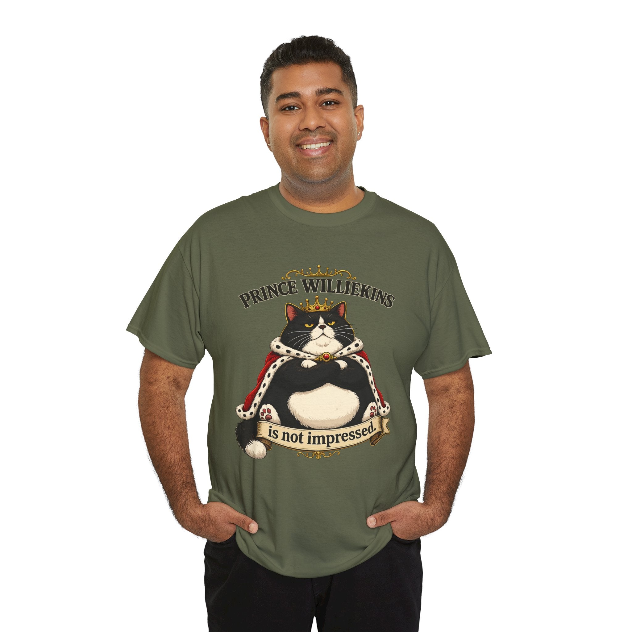 Cat T-Shirt — “Prince Williekins Is Not Impressed” Royal Cat Graphic Tee