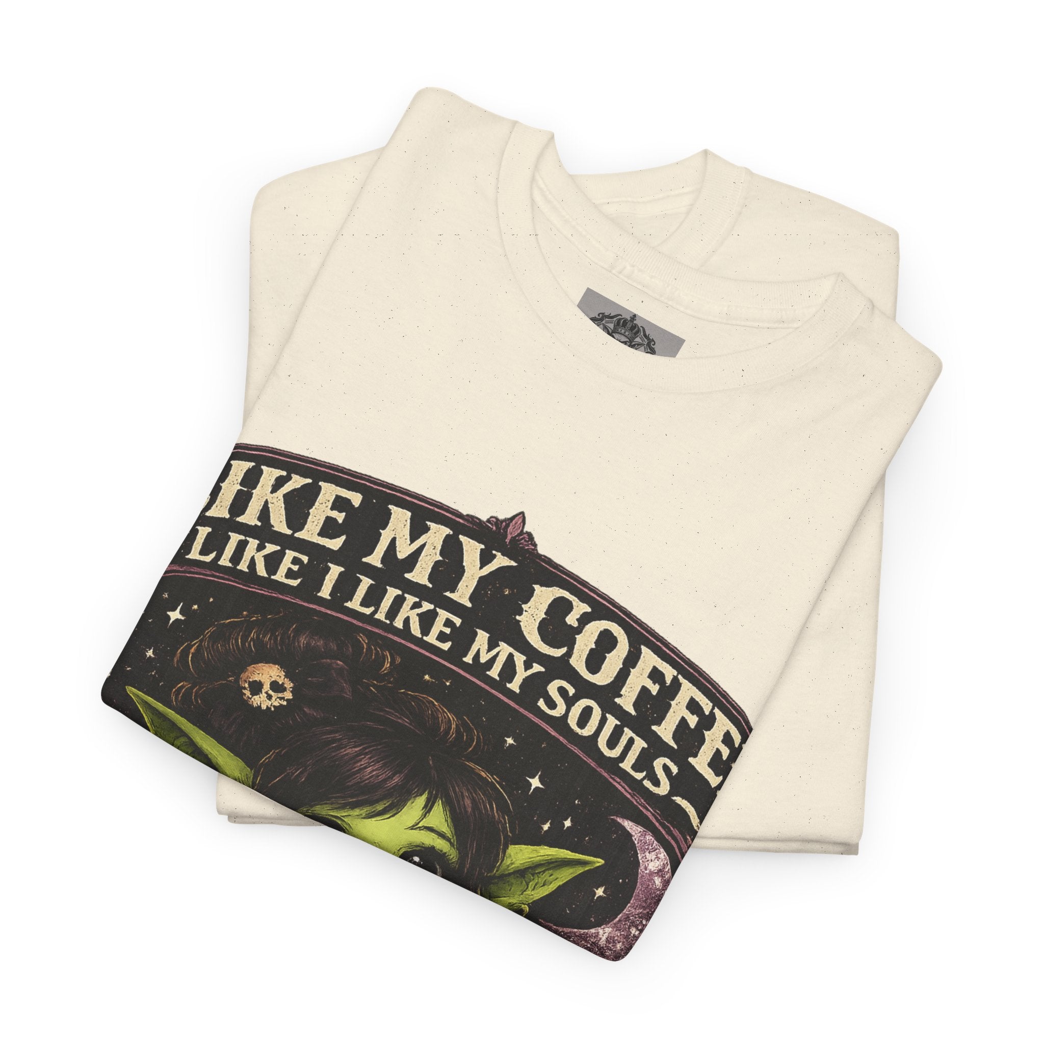 Like My Coffee Tee — "Like My Coffee Like I Like My Souls: Dark and Consumed Daily" Gothic Graphic T-Shirt