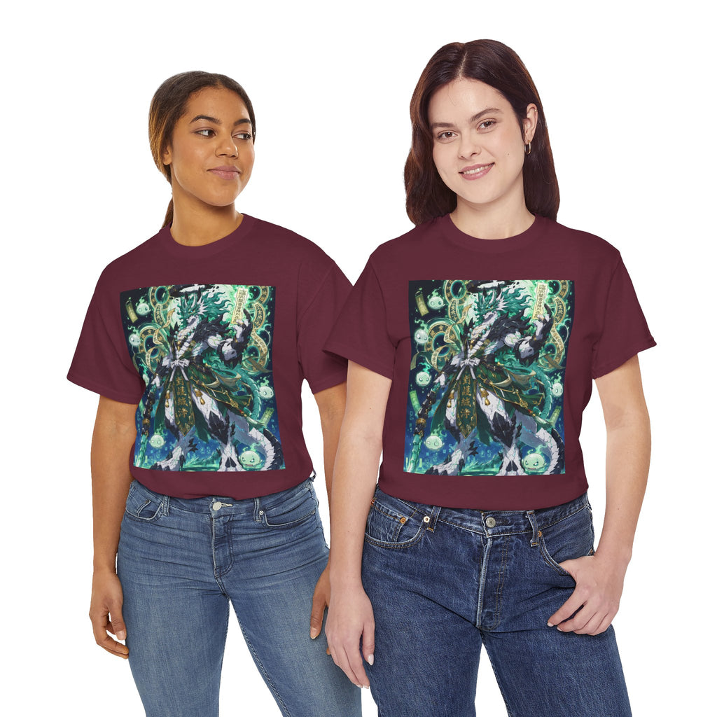 Mystic Forest Sorcerer T-Shirt | Fantasy Mage Illustration, Green Aura