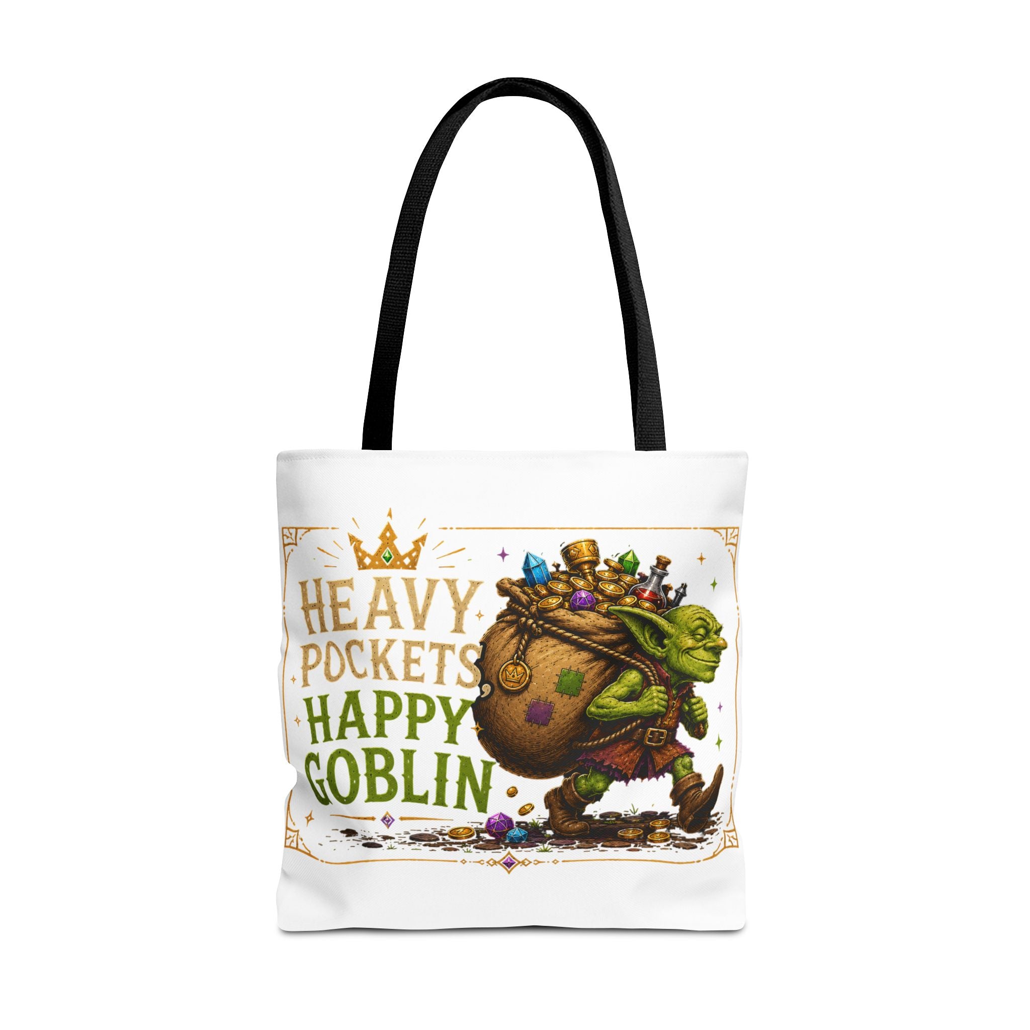 Heavy Pockets Happy Goblin Tote Bag — Fantasy Goblin Illustration Reusable Shopper
