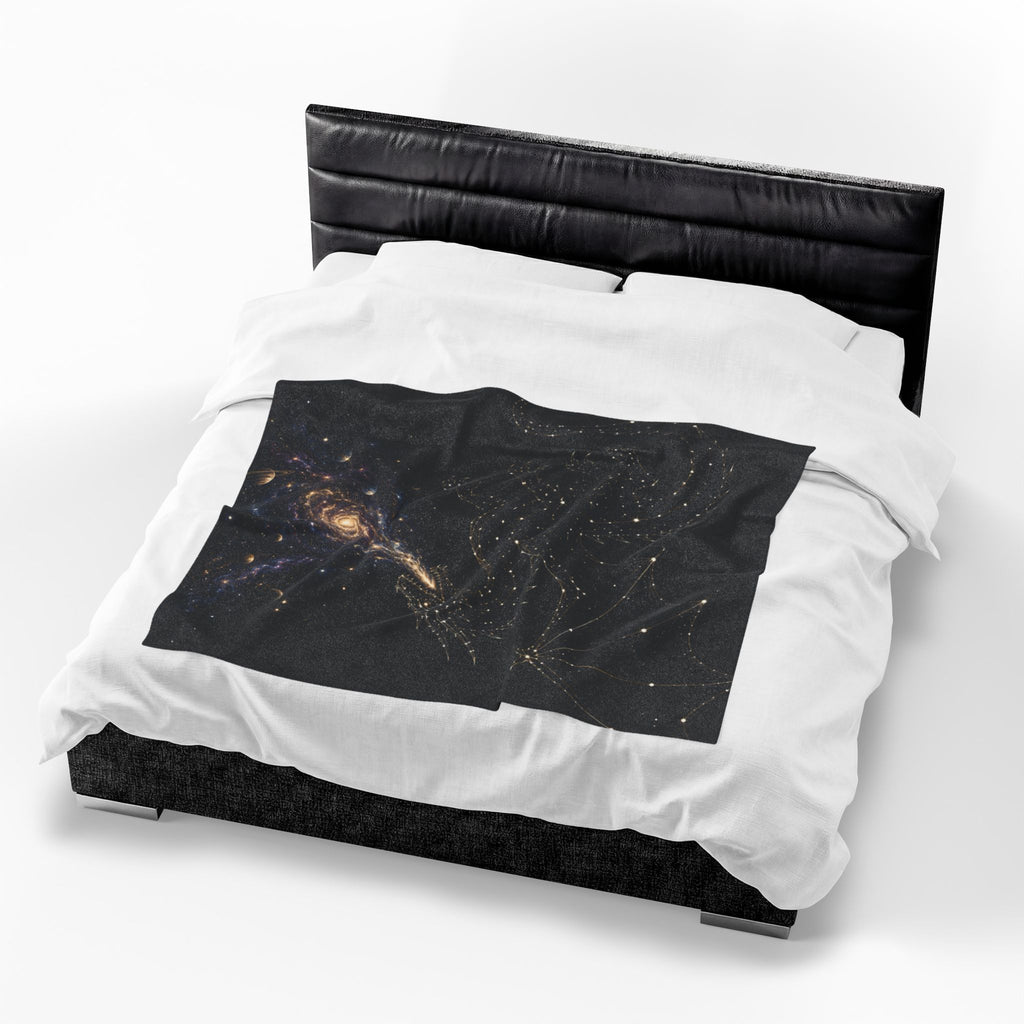 Galaxy Dragon Plush Blanket — Starry Constellation Velveteen Throw
