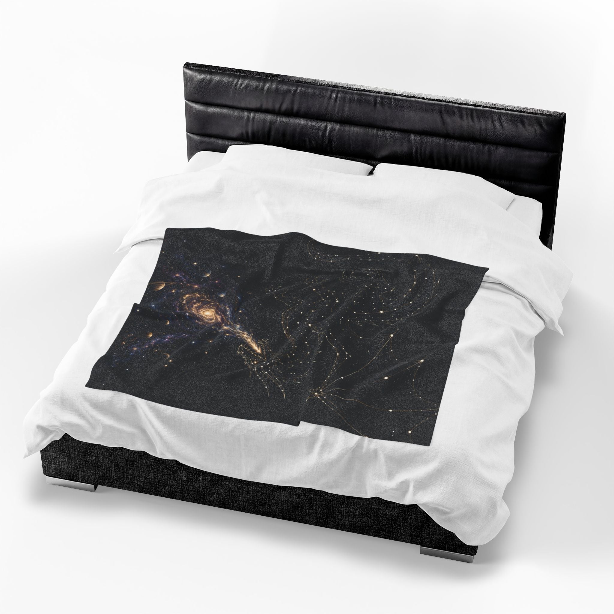 Galaxy Dragon Plush Blanket — Starry Constellation Velveteen Throw