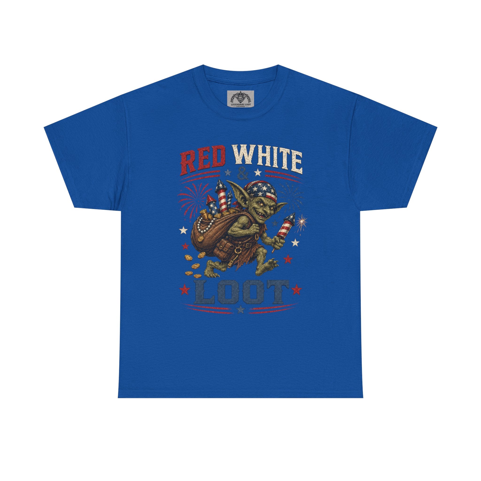 Red White & Loot Goblin Illustration Tee | Patriotic Fourth of July Shirt