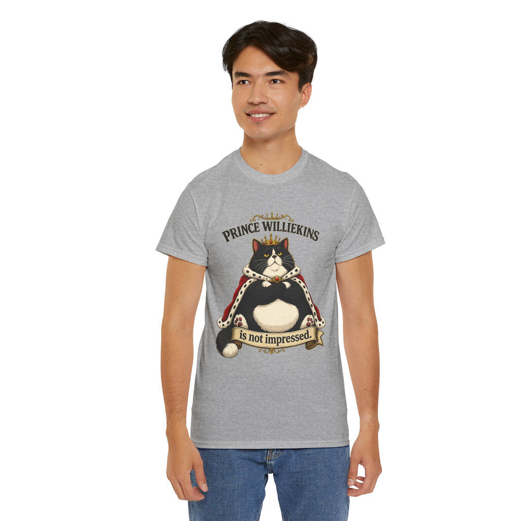 Cat T-Shirt — “Prince Williekins Is Not Impressed” Royal Cat Graphic Tee