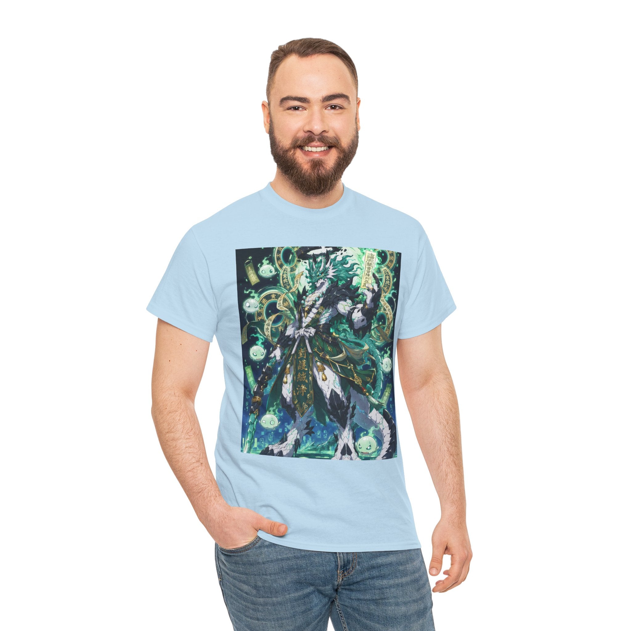 Mystic Forest Sorcerer T-Shirt | Fantasy Mage Illustration, Green Aura