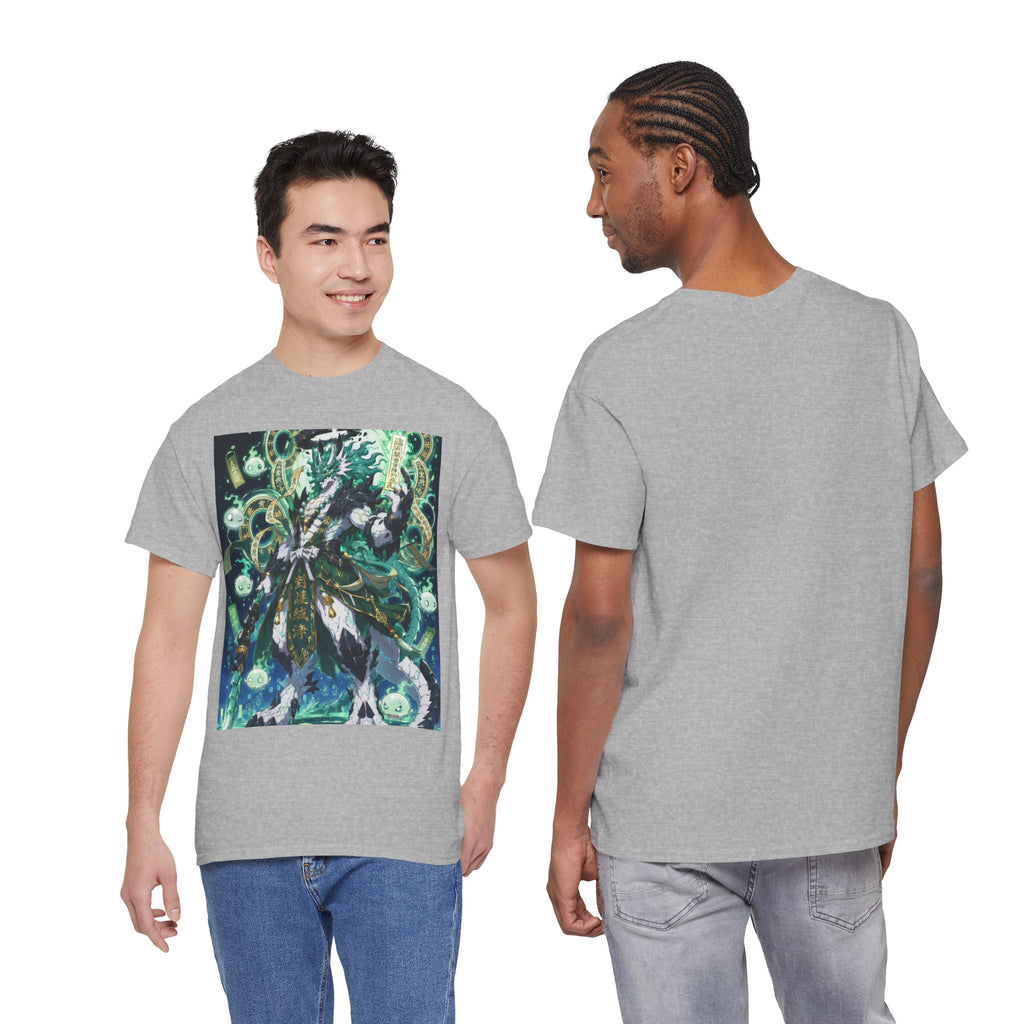 Mystic Forest Sorcerer T-Shirt | Fantasy Mage Illustration, Green Aura
