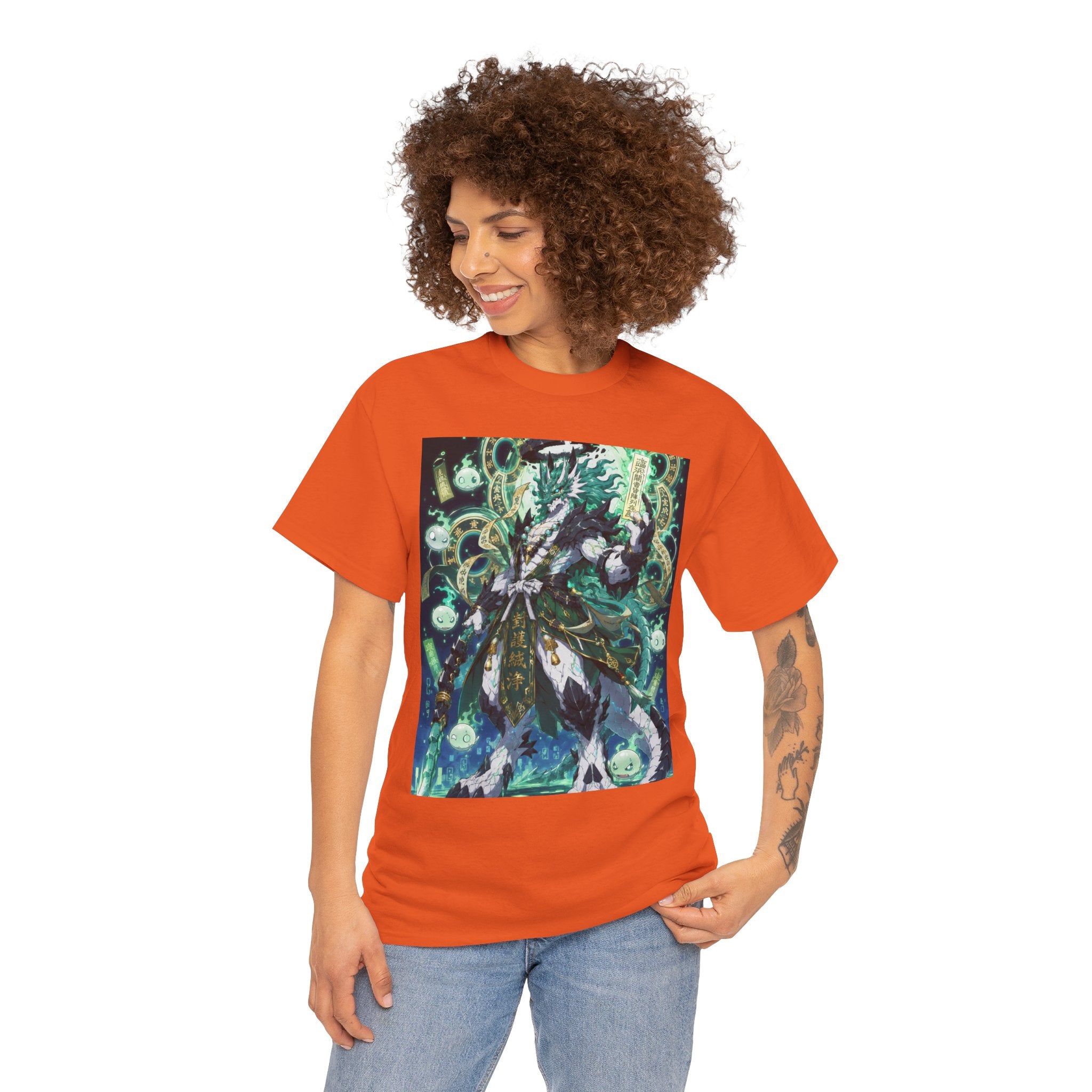 Mystic Forest Sorcerer T-Shirt | Fantasy Mage Illustration, Green Aura