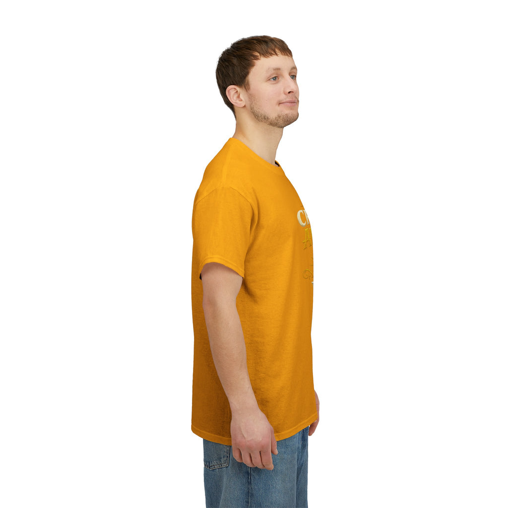 Critically Awesome Dad T‑Shirt – Gold D20 Gaming Father Tee (Father’s Day, Gamer Dad Gift)