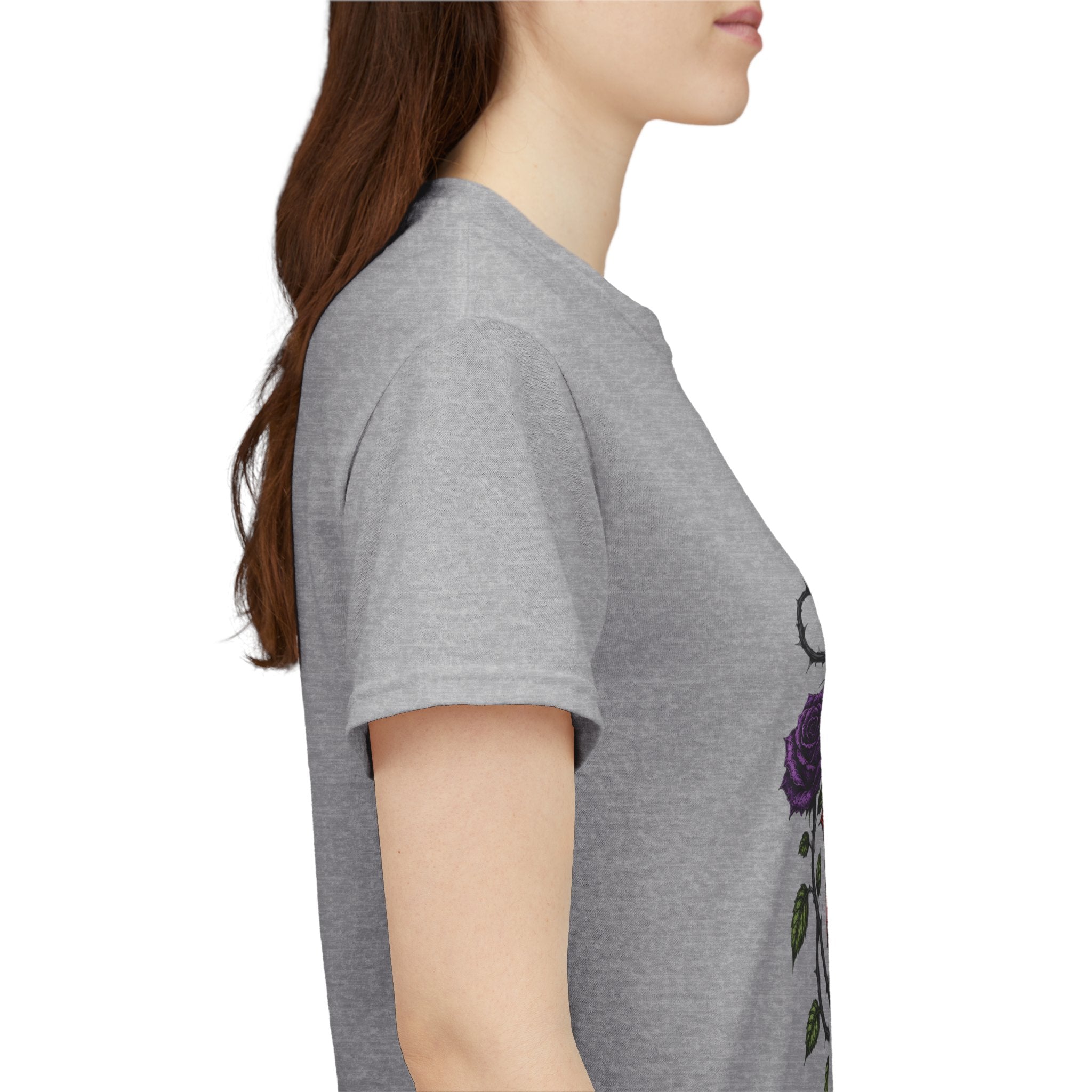 No Go Away T-Shirt | Gothic Purple Roses, Dark Floral Typography