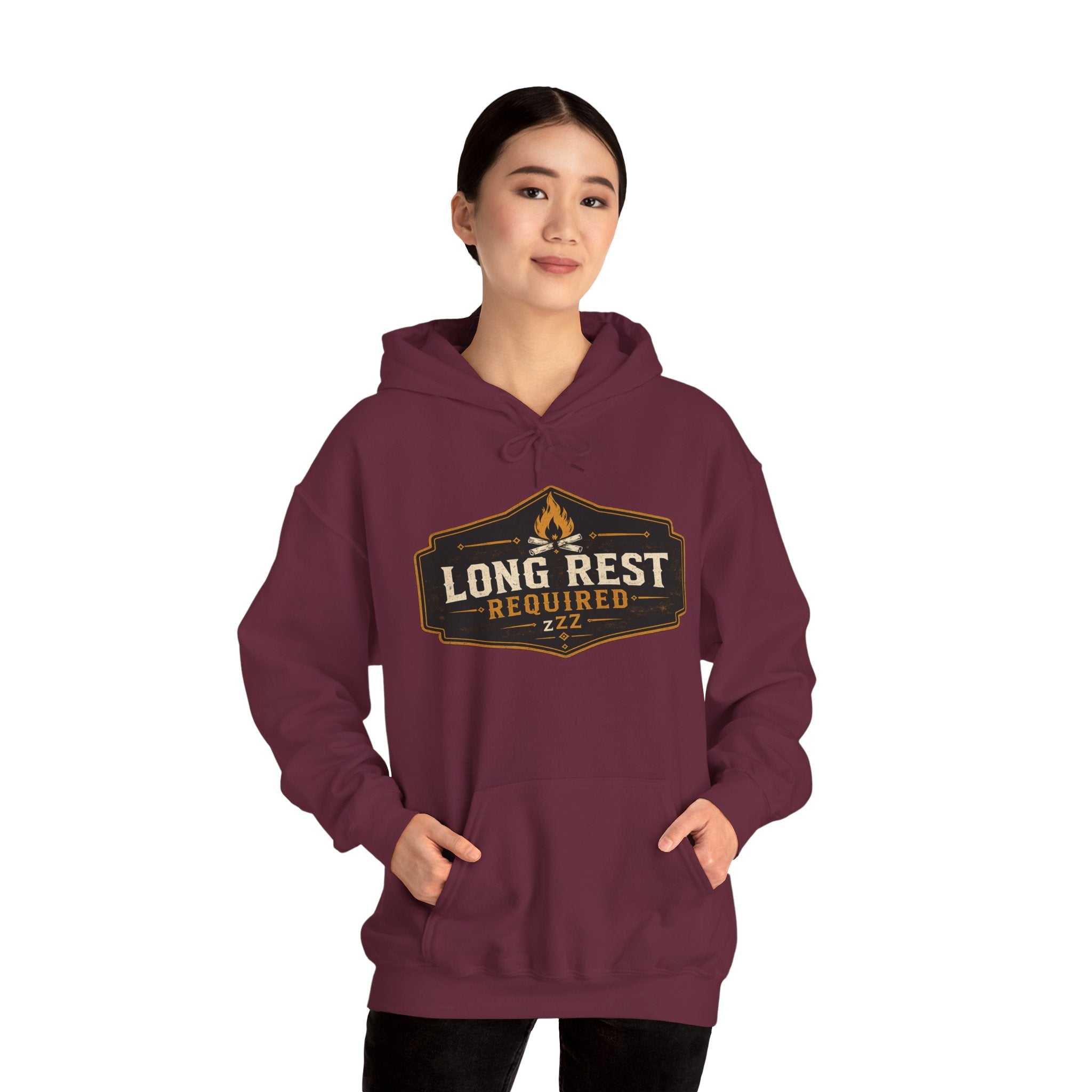 Long Rest Required Hoodie — Camping Campfire Graphic Pullover