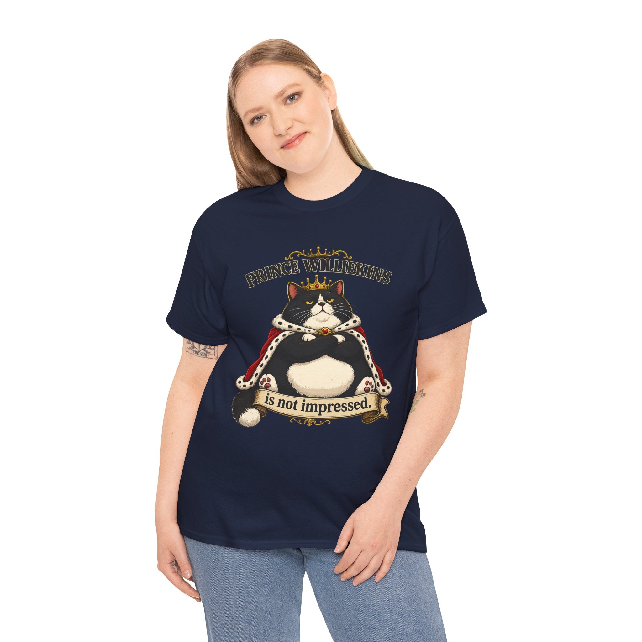 Cat T-Shirt — “Prince Williekins Is Not Impressed” Royal Cat Graphic Tee