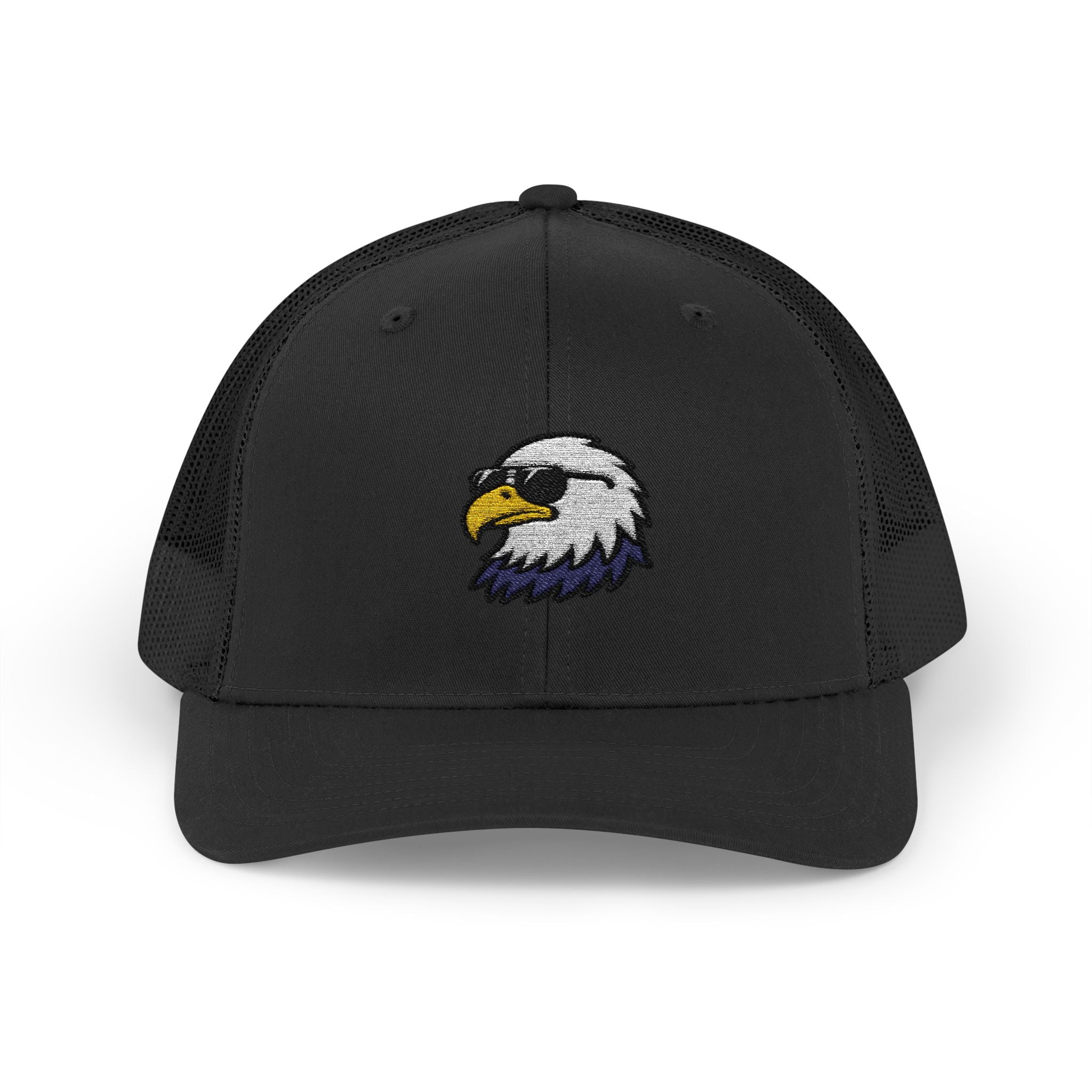 Eagle Head Embroidered Snapback Trucker Cap — Patriotic Mesh Baseball Hat