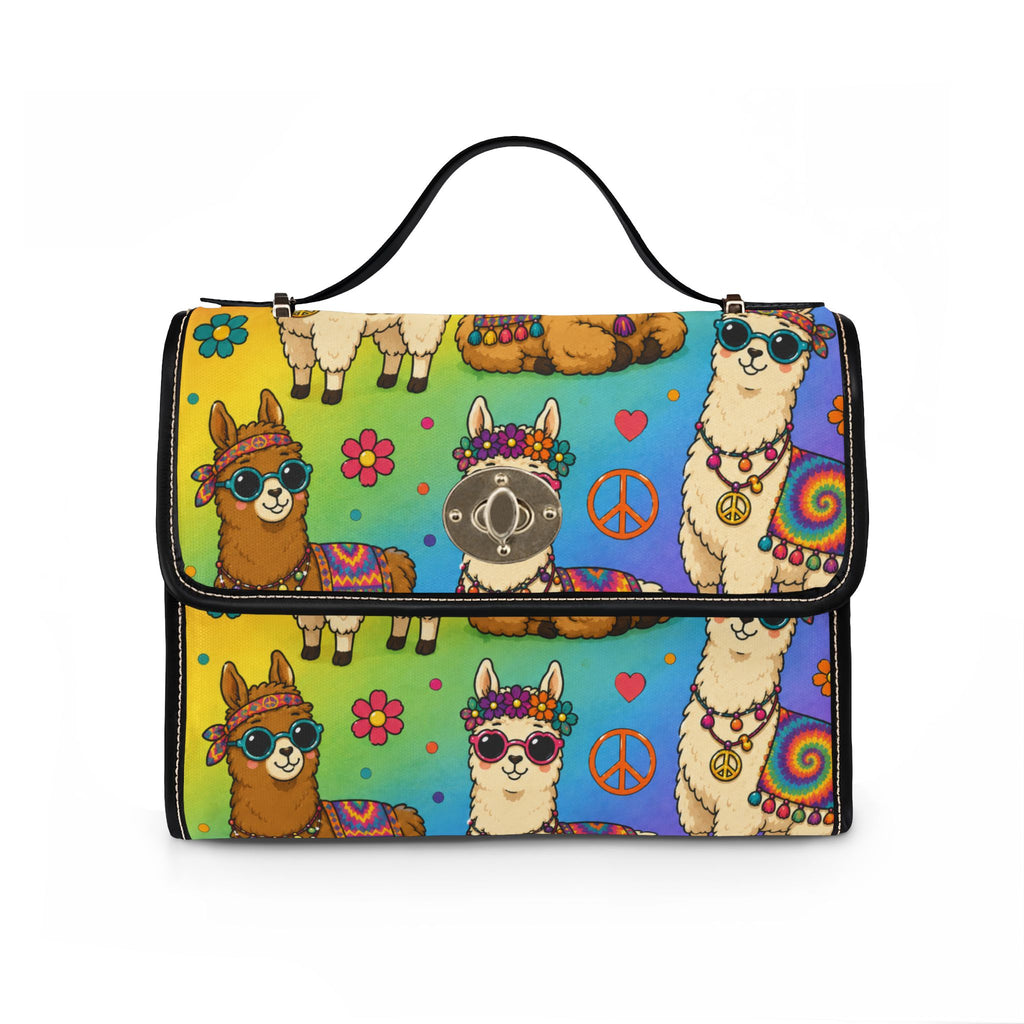 Colorful Psychedelic Llama Pattern Waterproof Canvas Bag