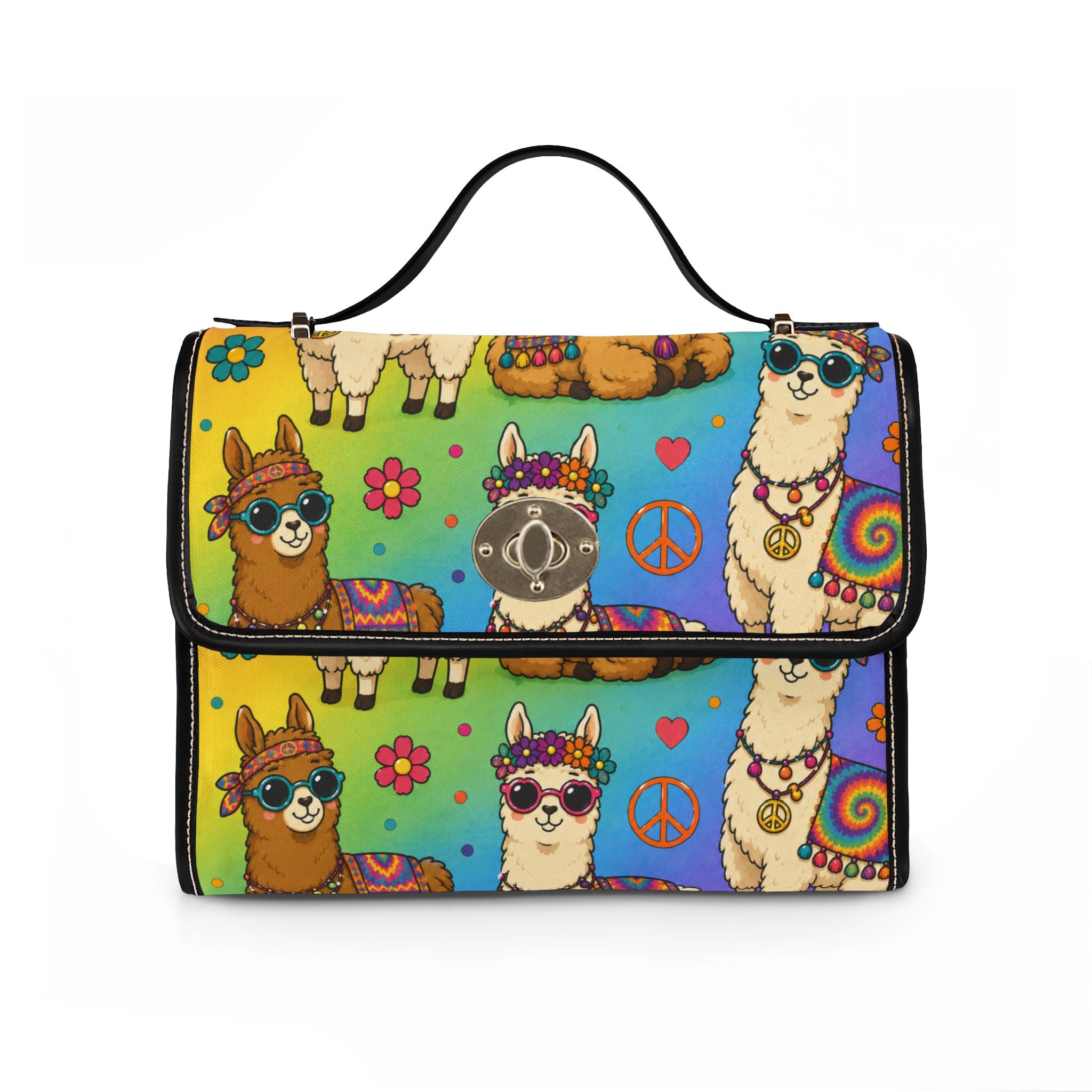 Colorful Psychedelic Llama Pattern Waterproof Canvas Bag