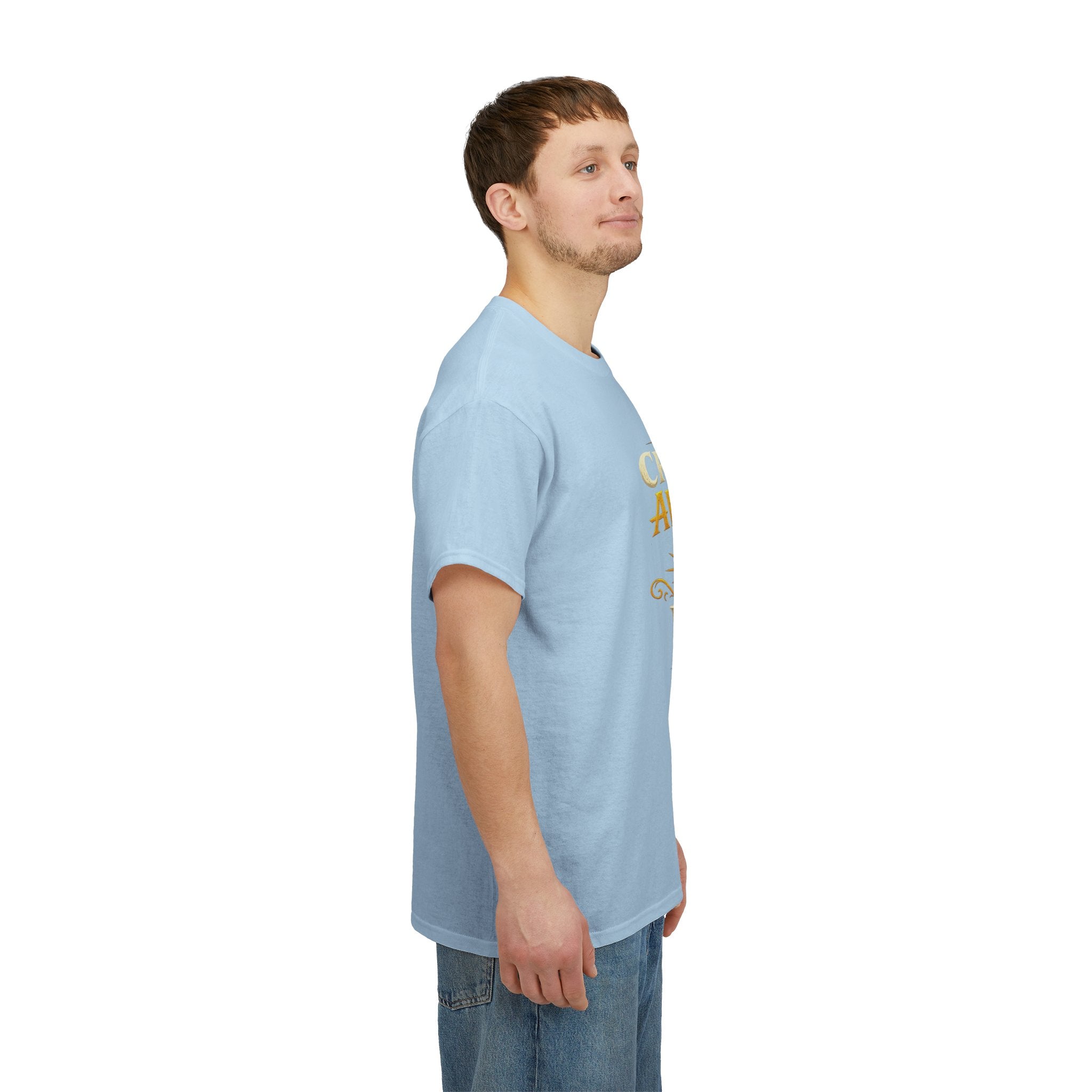 Critically Awesome Dad T‑Shirt – Gold D20 Gaming Father Tee (Father’s Day, Gamer Dad Gift)