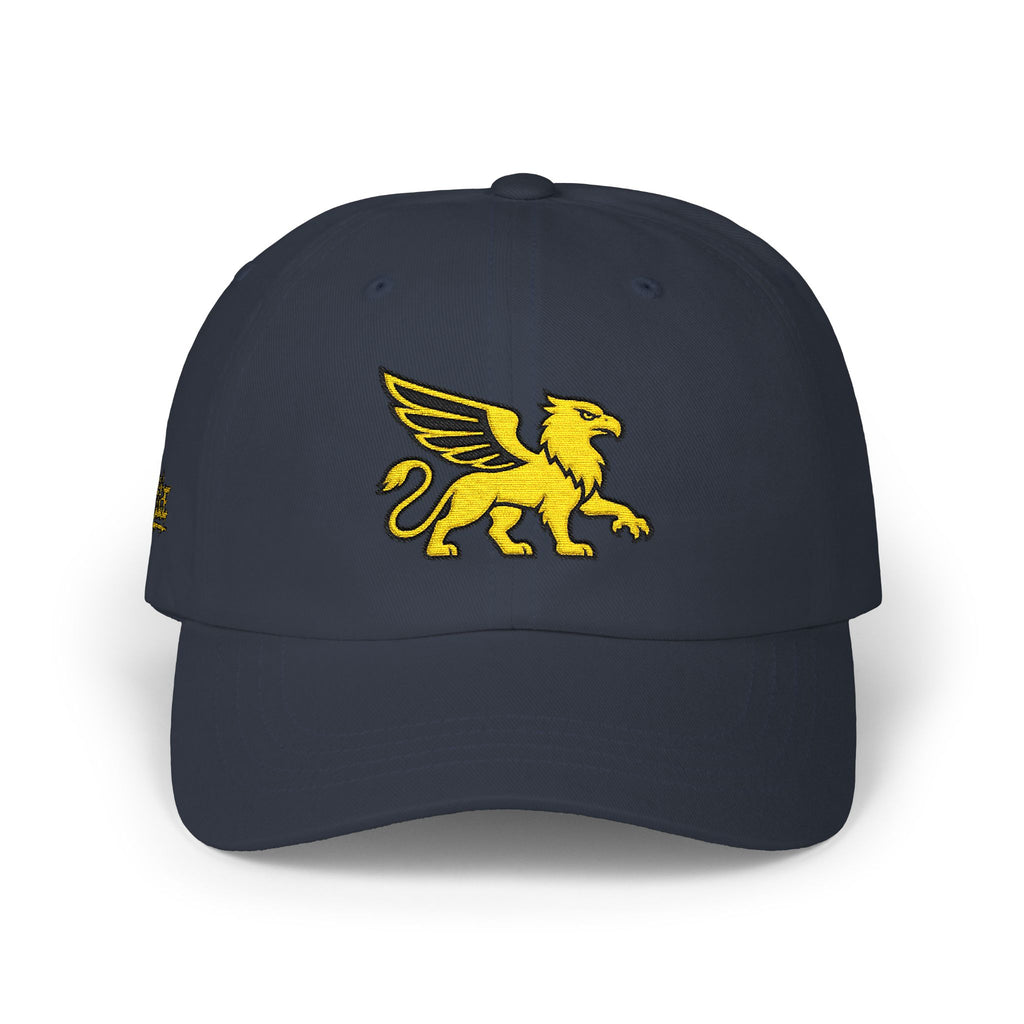 Golden Griffin Embroidered Cap | White Classic Dad Cap