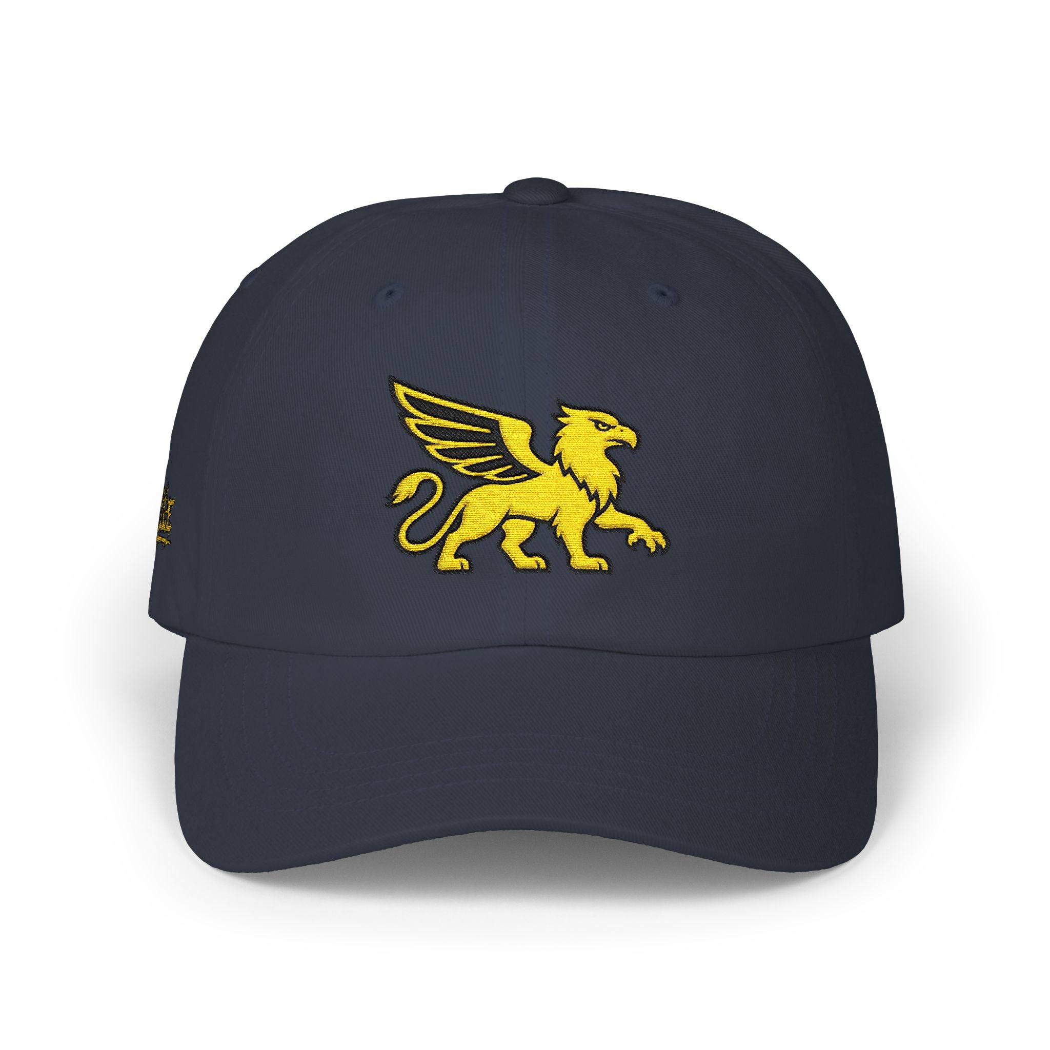 Golden Griffin Embroidered Cap | White Classic Dad Cap