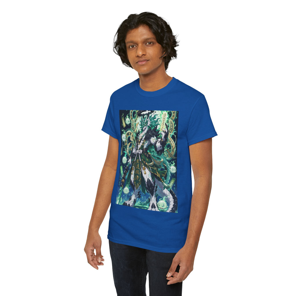 Mystic Forest Sorcerer T-Shirt | Fantasy Mage Illustration, Green Aura