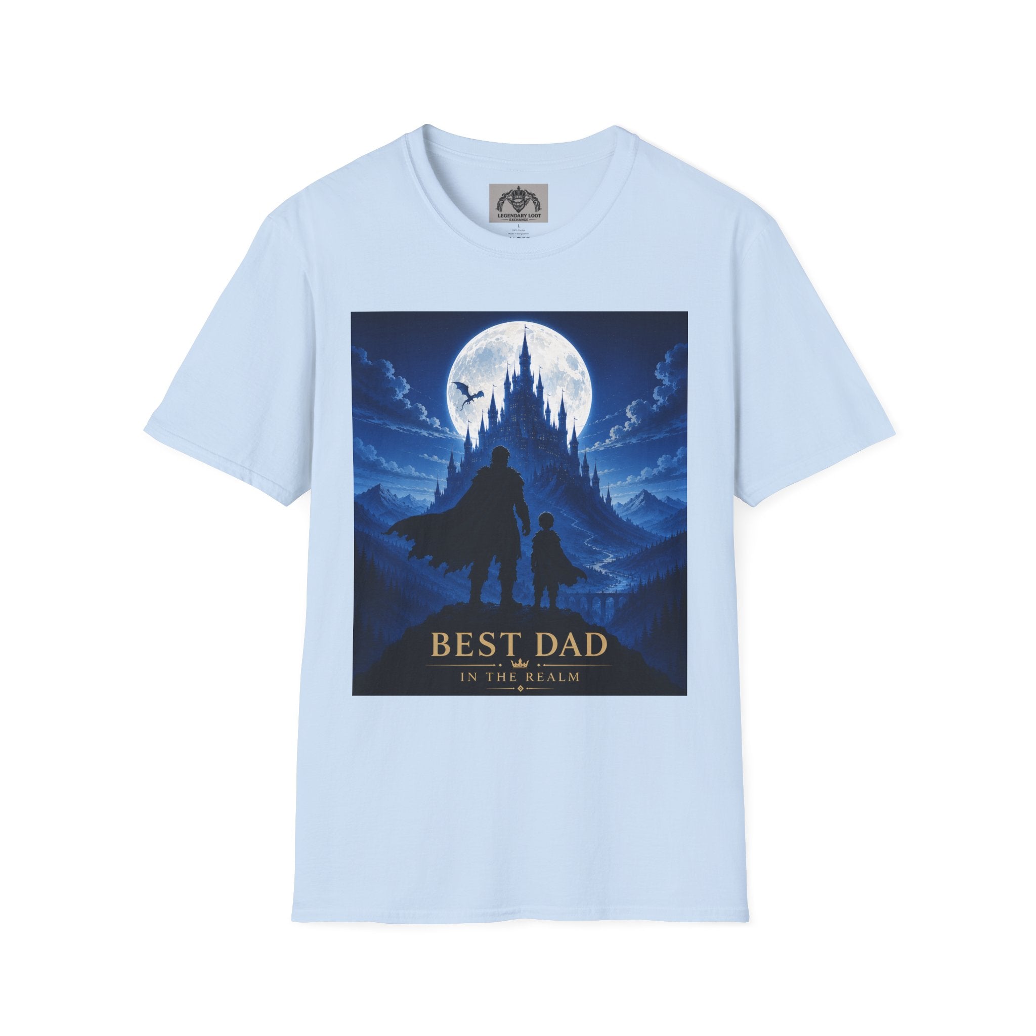Best Dad Fantasy Castle T-Shirt | Father and Child Silhouette, Moonlit Adventure