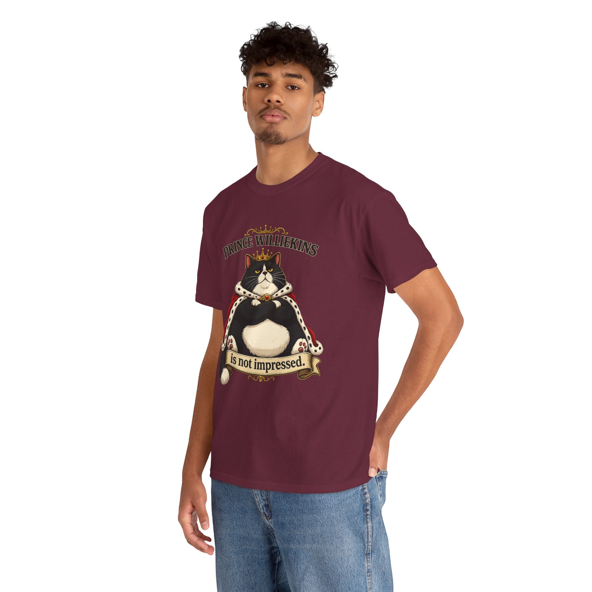 Cat T-Shirt — “Prince Williekins Is Not Impressed” Royal Cat Graphic Tee