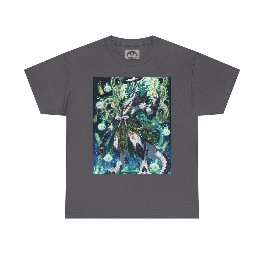 Mystic Forest Sorcerer T-Shirt | Fantasy Mage Illustration, Green Aura