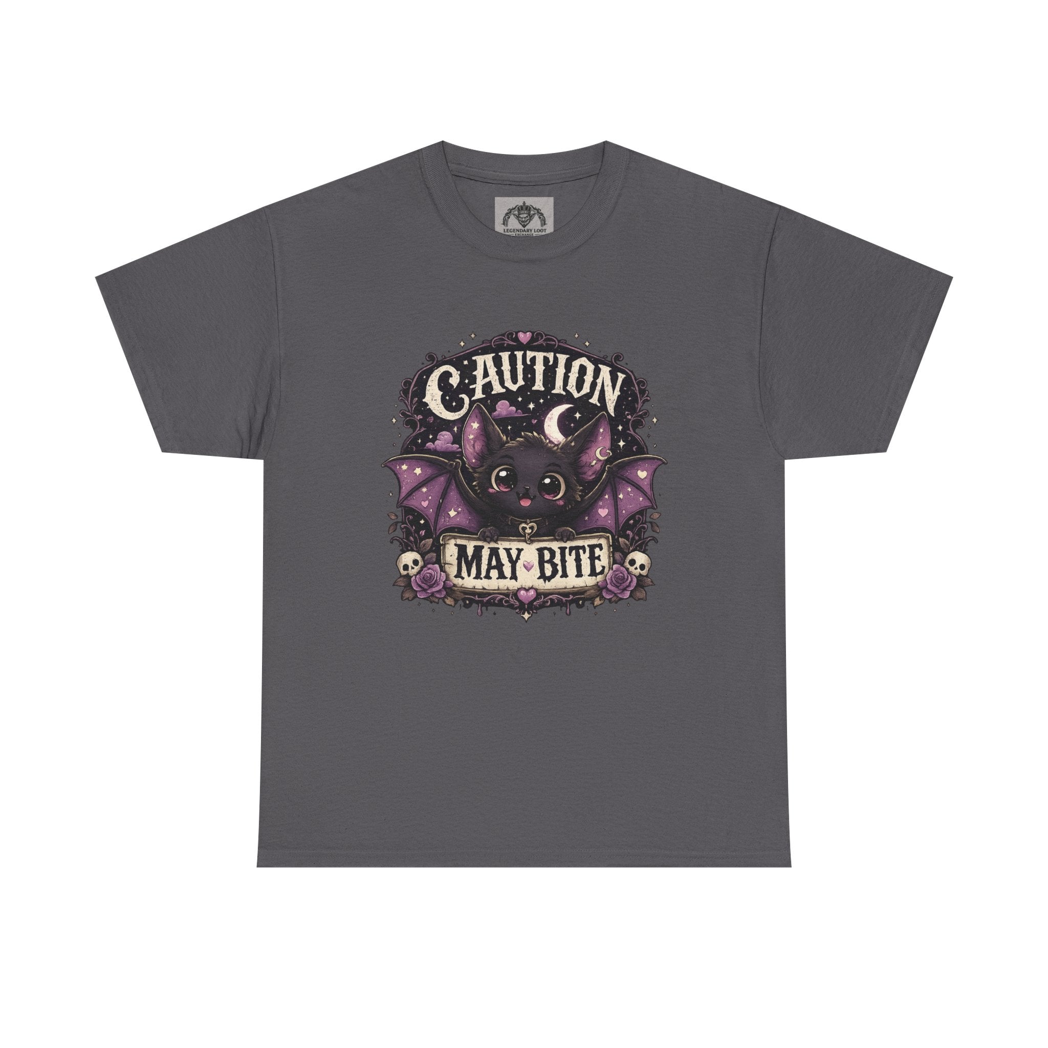 Caution May Bite Bat T-Shirt — Cute Gothic Halloween Tee