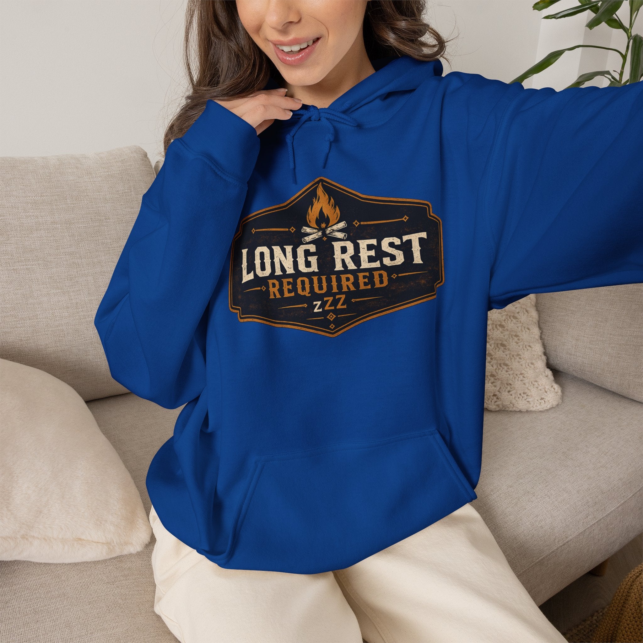 Long Rest Required Hoodie — Camping Campfire Graphic Pullover