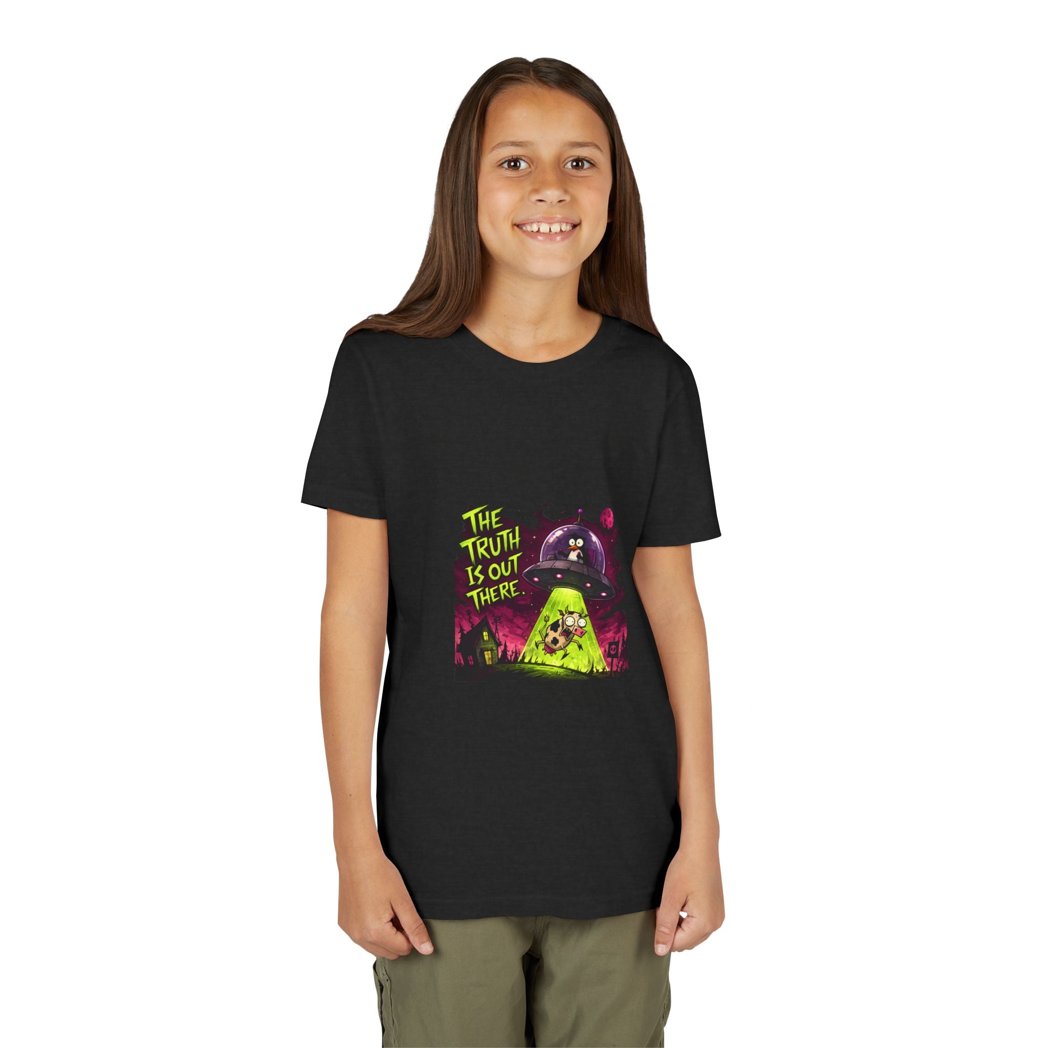 The Truth Is Out There Youth Tee | Alien UFO Graphic | Penguin | Cow