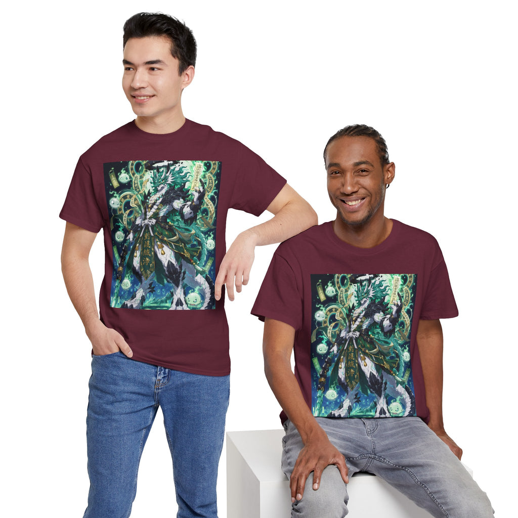Mystic Forest Sorcerer T-Shirt | Fantasy Mage Illustration, Green Aura