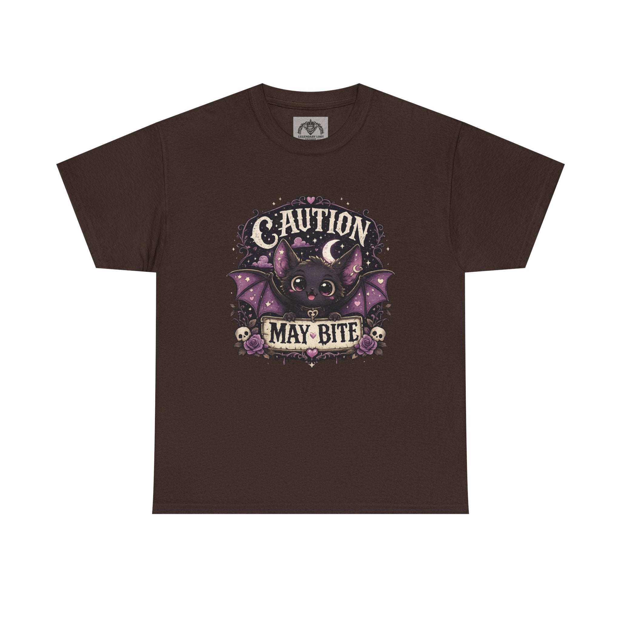 Caution May Bite Bat T-Shirt — Cute Gothic Halloween Tee