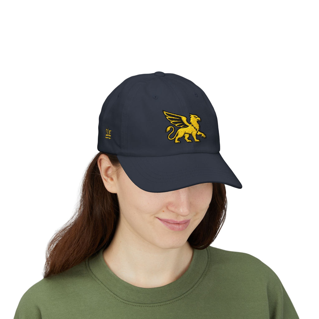 Golden Griffin Embroidered Cap | White Classic Dad Cap