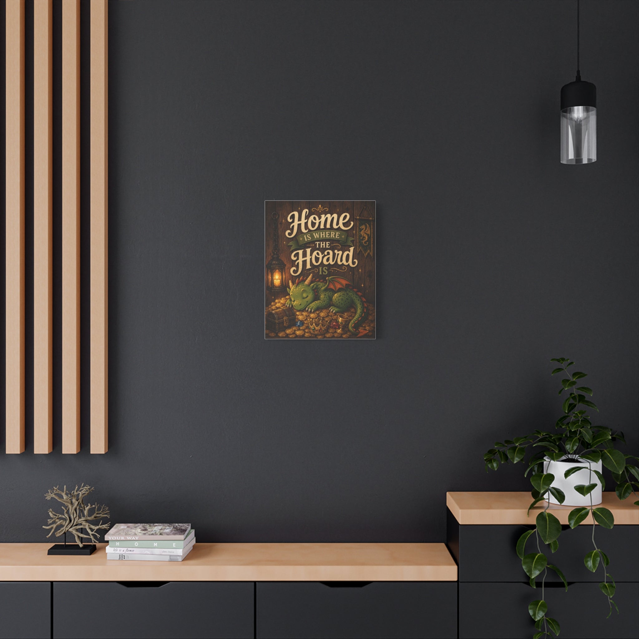 Home Is Where The Hoard Is Dragon Canvas | Matte Stretched Wall Art