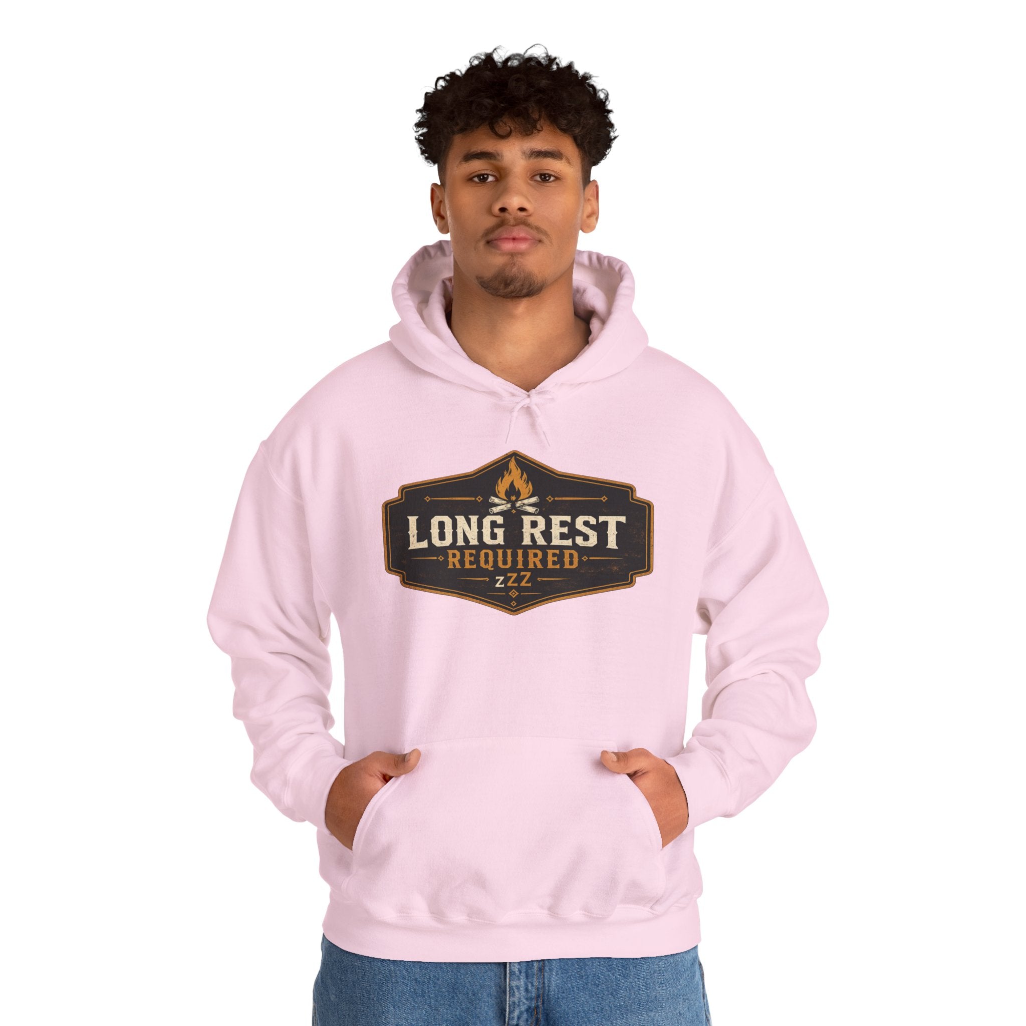 Long Rest Required Hoodie — Camping Campfire Graphic Pullover