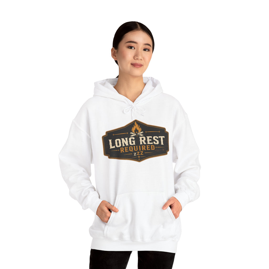 Long Rest Required Hoodie — Camping Campfire Graphic Pullover