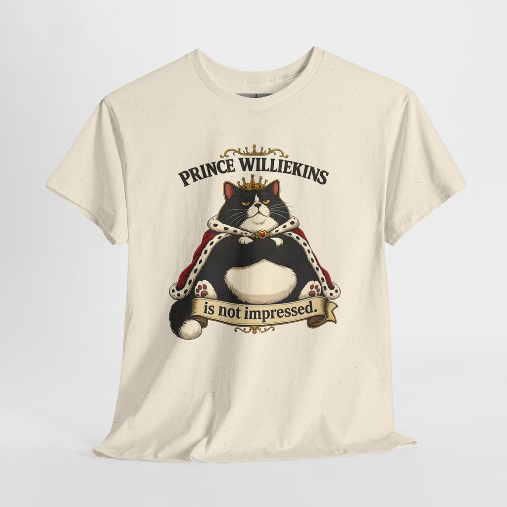 Cat T-Shirt — “Prince Williekins Is Not Impressed” Royal Cat Graphic Tee
