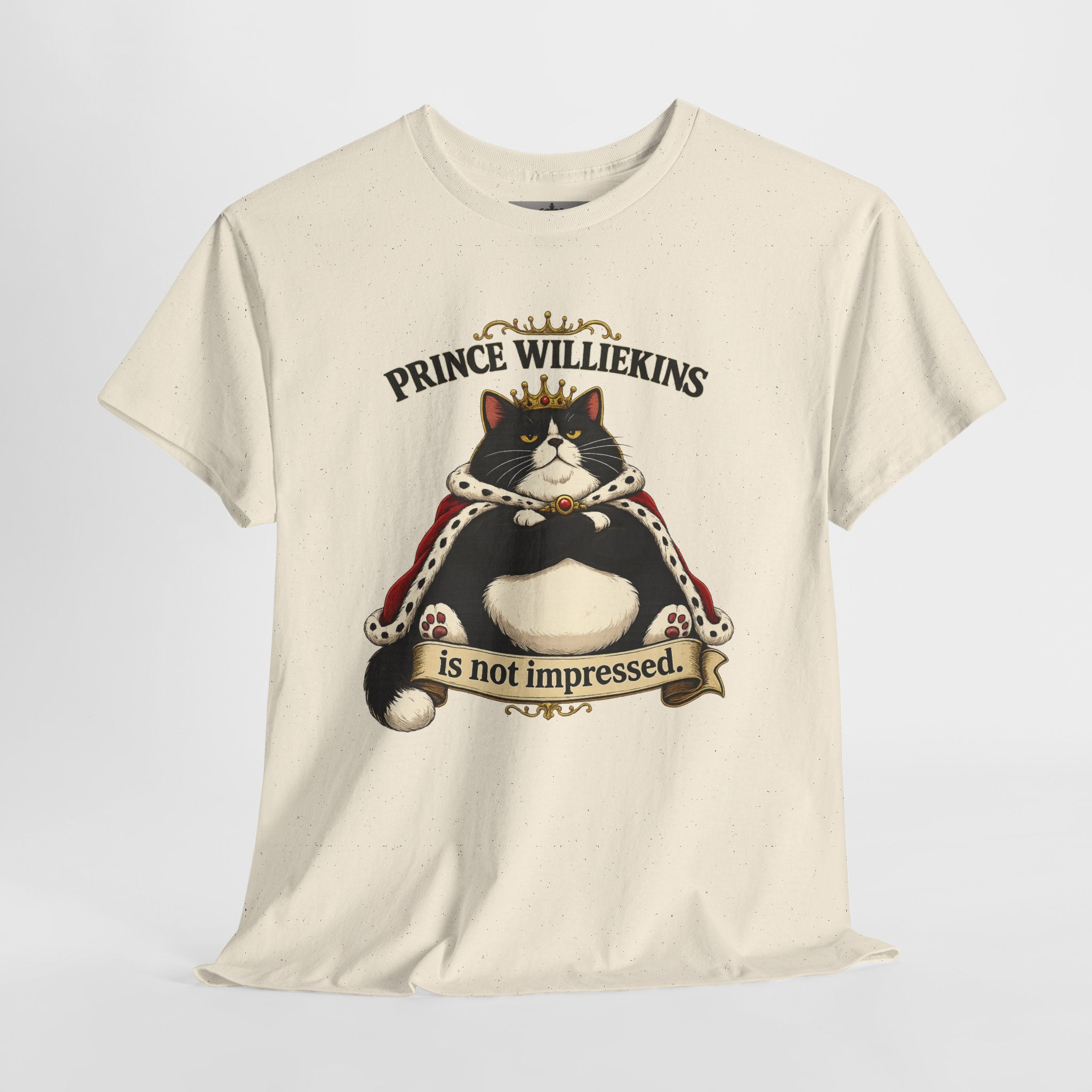 Cat T-Shirt — “Prince Williekins Is Not Impressed” Royal Cat Graphic Tee