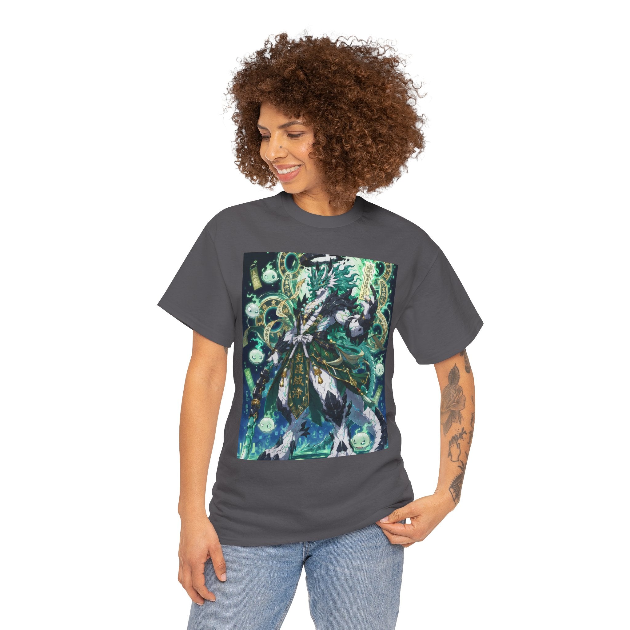Mystic Forest Sorcerer T-Shirt | Fantasy Mage Illustration, Green Aura