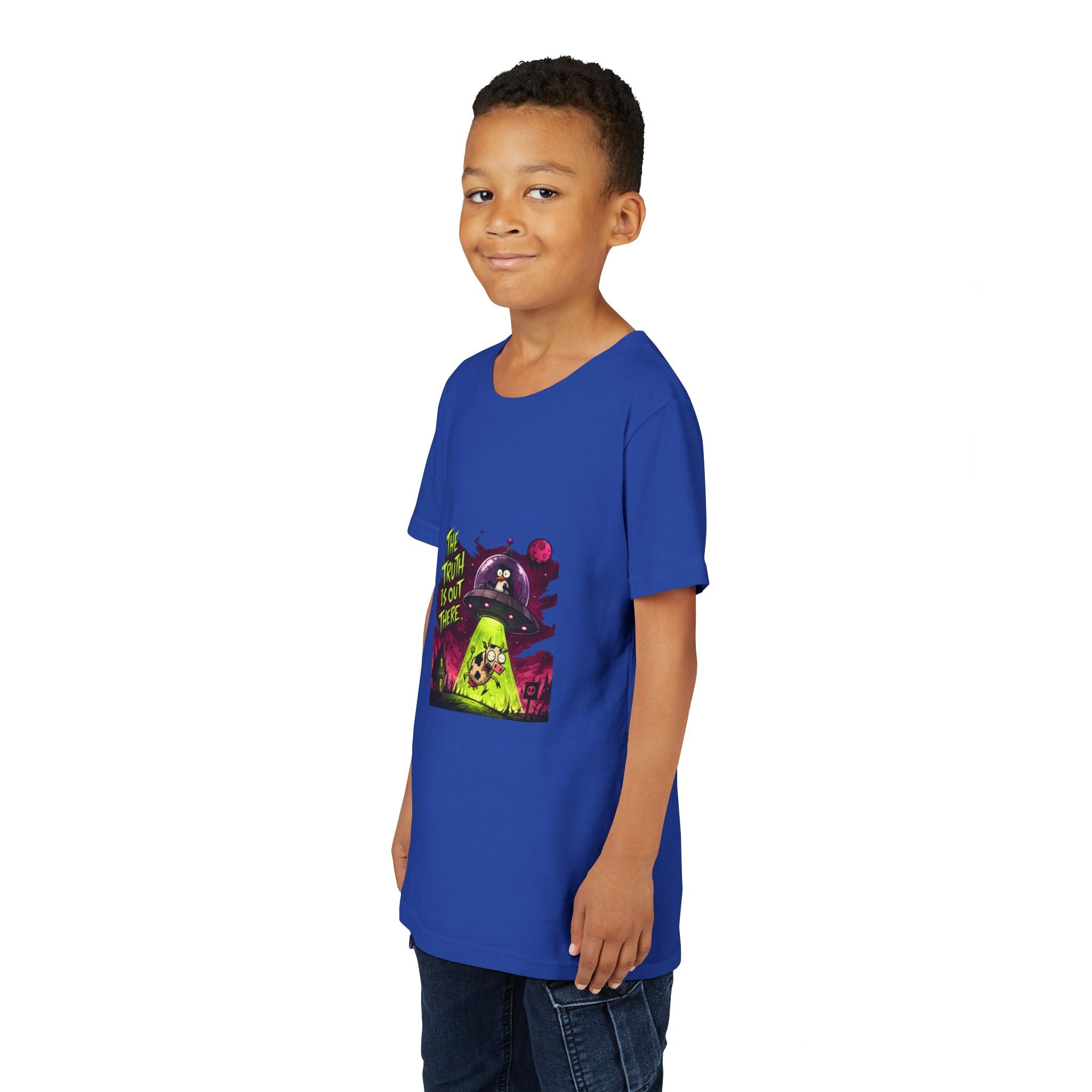 The Truth Is Out There Youth Tee | Alien UFO Graphic | Penguin | Cow