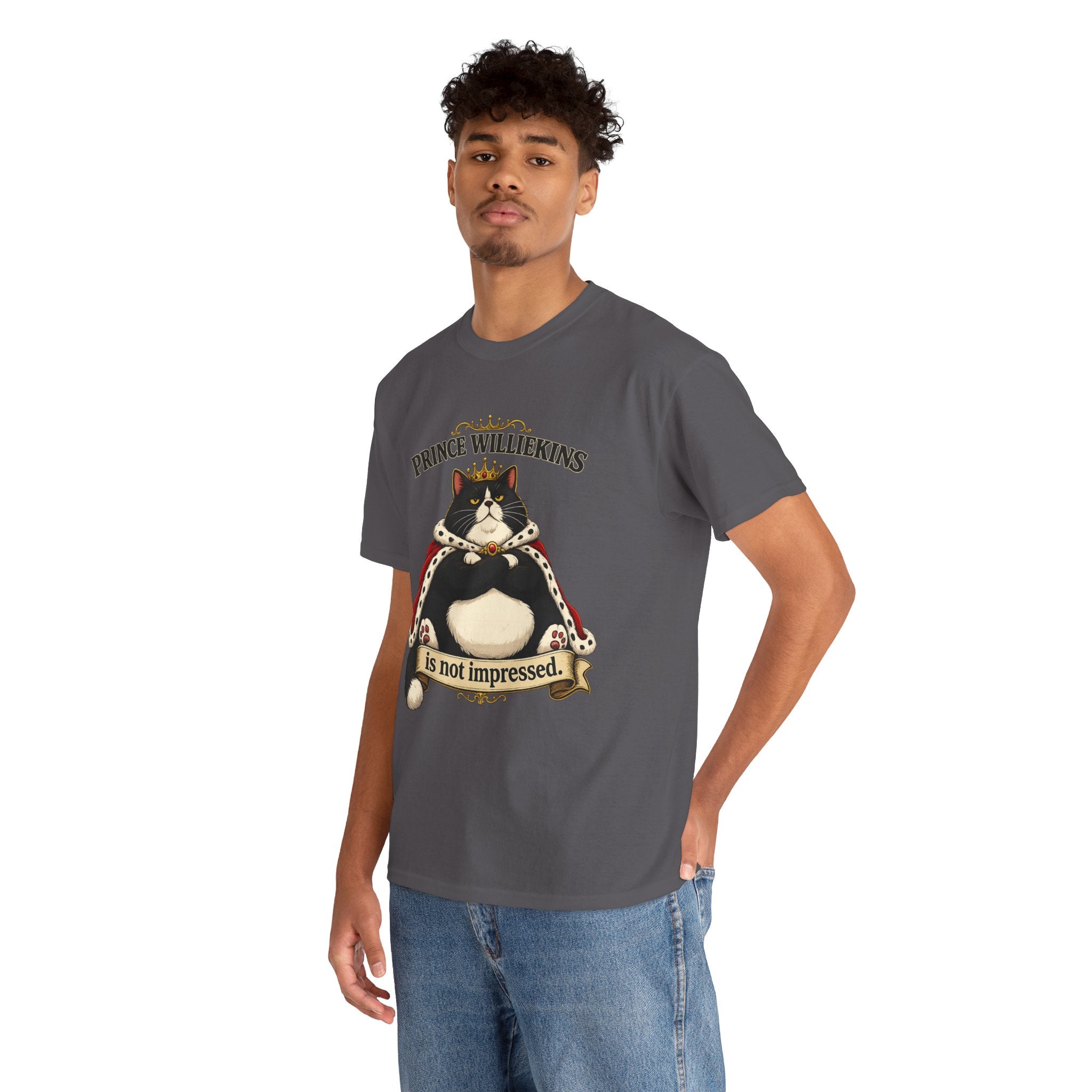 Cat T-Shirt — “Prince Williekins Is Not Impressed” Royal Cat Graphic Tee