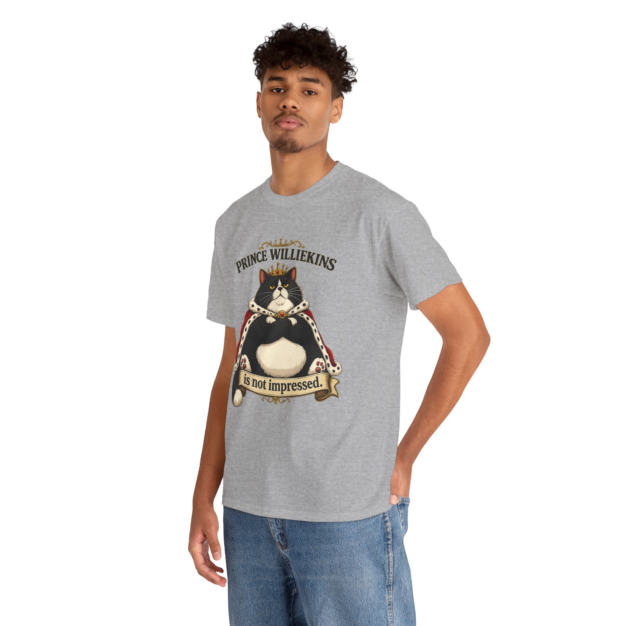 Cat T-Shirt — “Prince Williekins Is Not Impressed” Royal Cat Graphic Tee