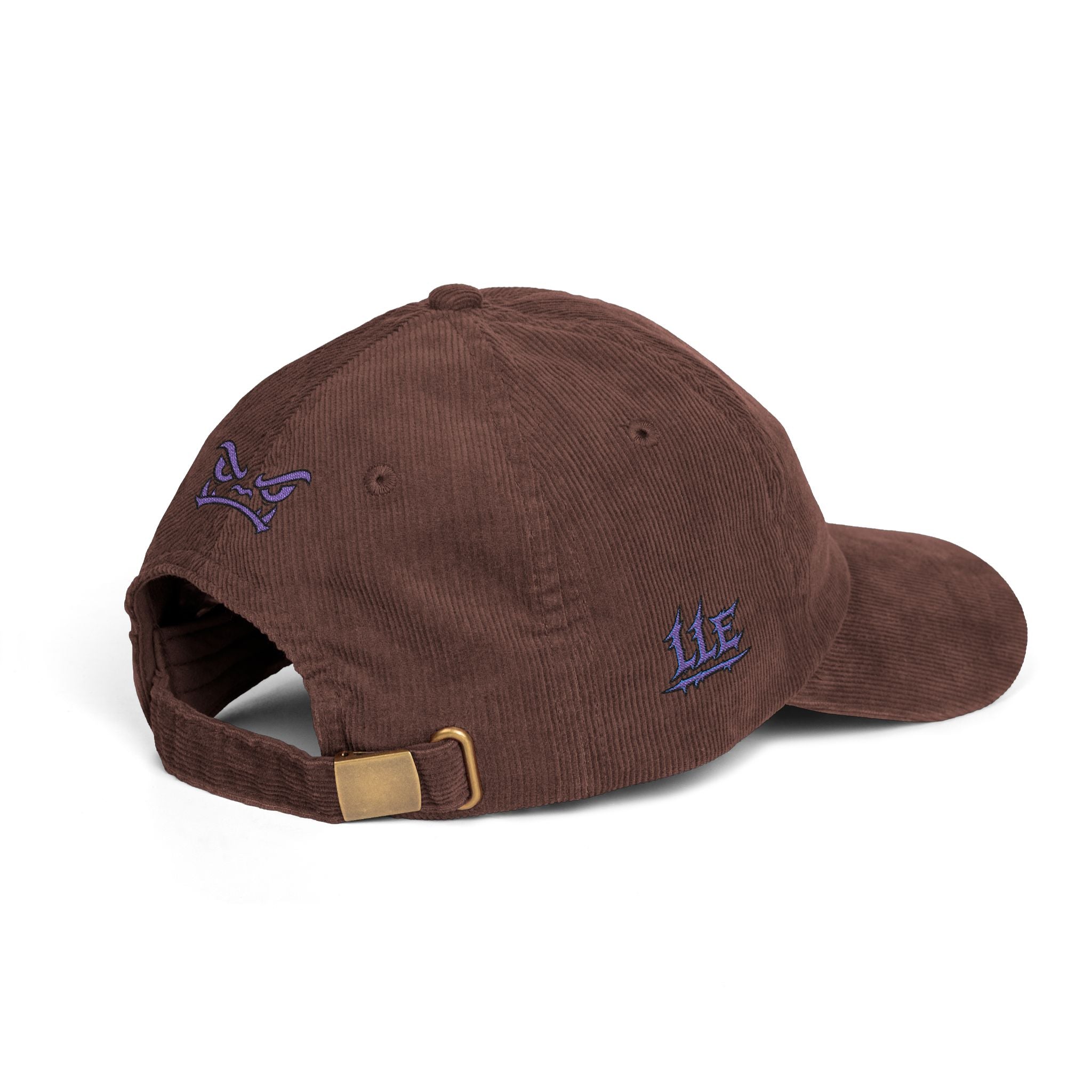 Vintage Corduroy Baseball Cap — Embroidered Purple Dino Skull