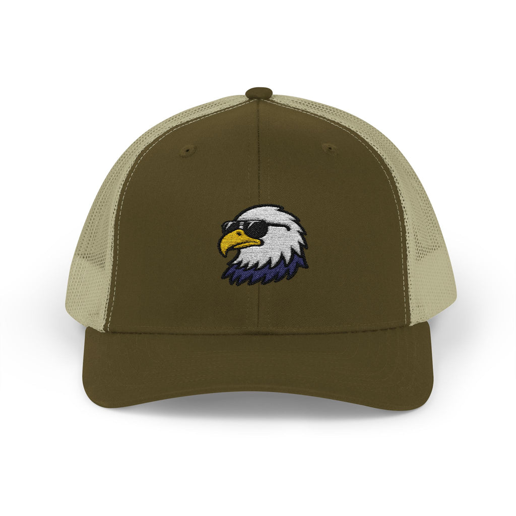 Eagle Head Embroidered Snapback Trucker Cap — Patriotic Mesh Baseball Hat