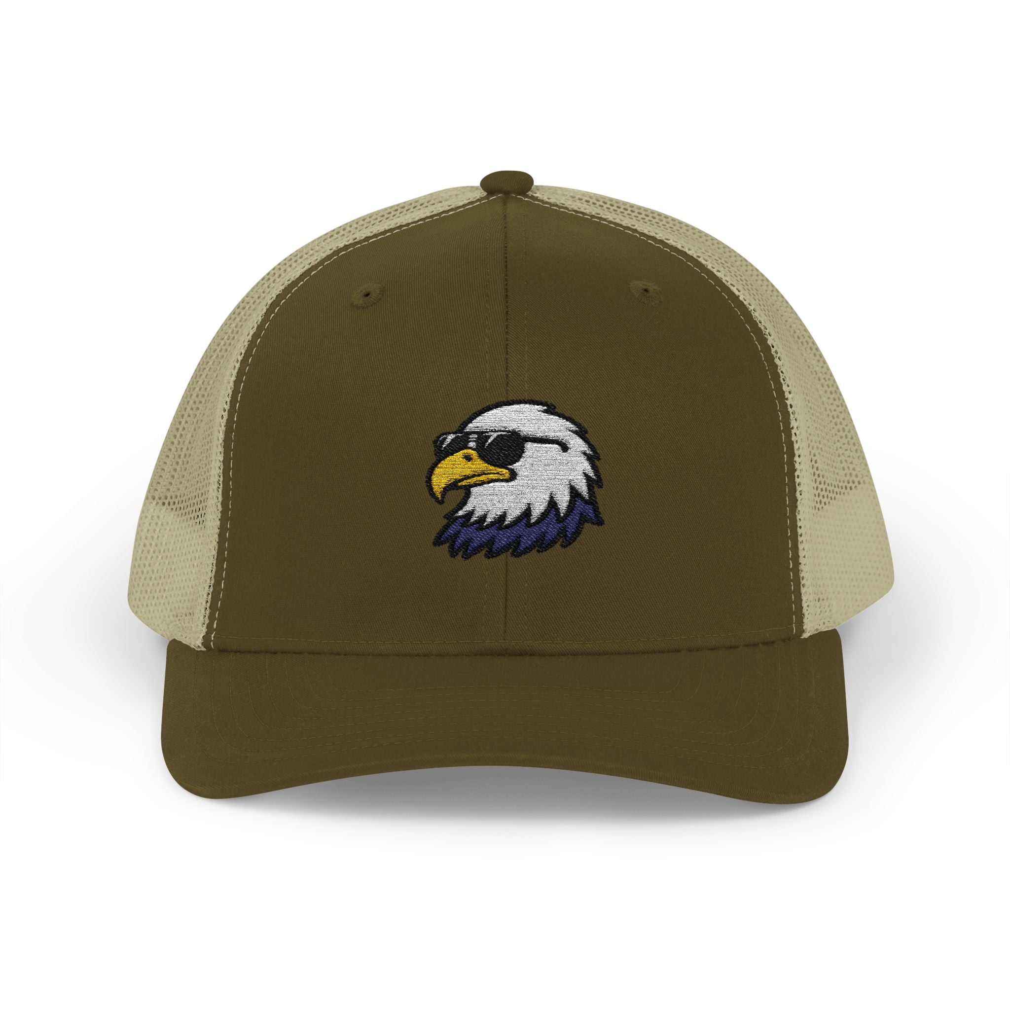 Eagle Head Embroidered Snapback Trucker Cap — Patriotic Mesh Baseball Hat
