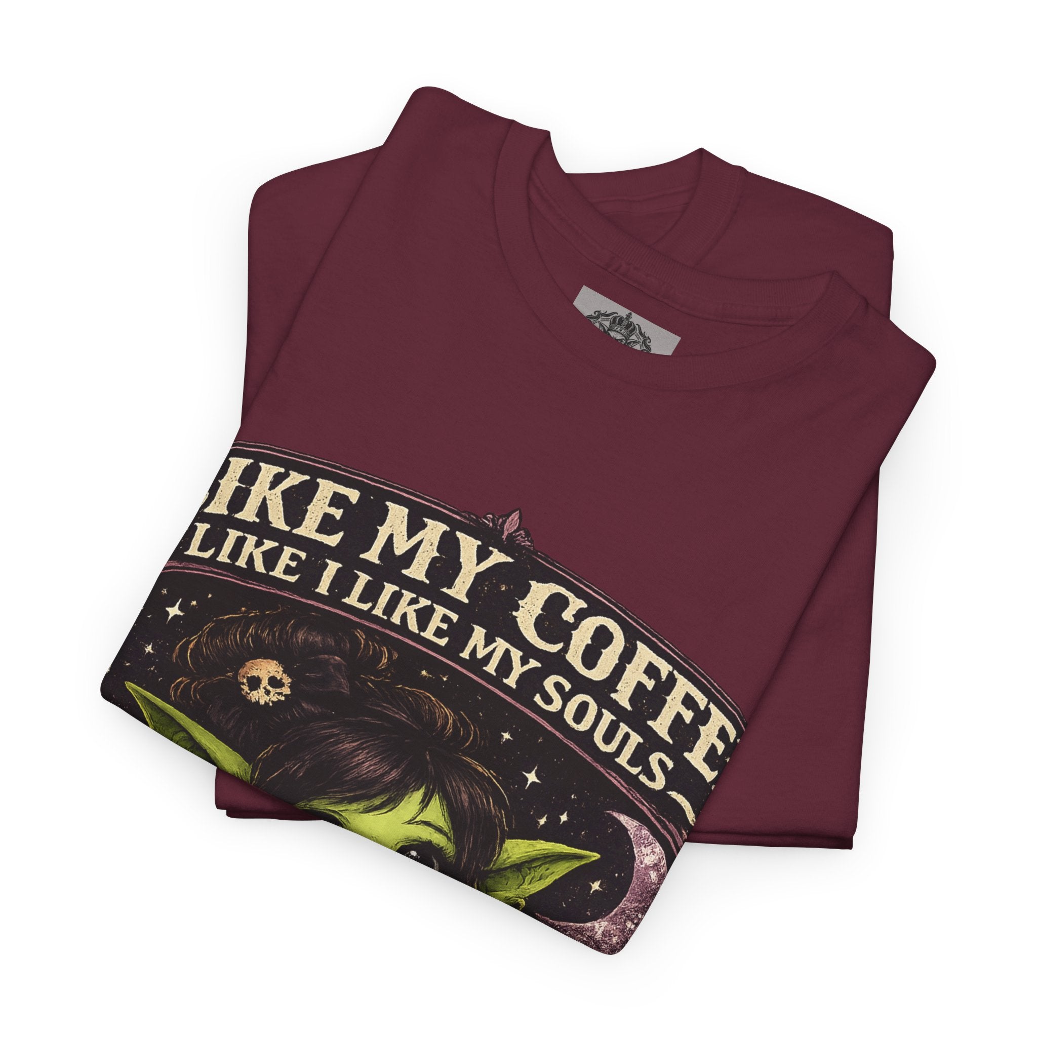 Like My Coffee Tee — "Like My Coffee Like I Like My Souls: Dark and Consumed Daily" Gothic Graphic T-Shirt