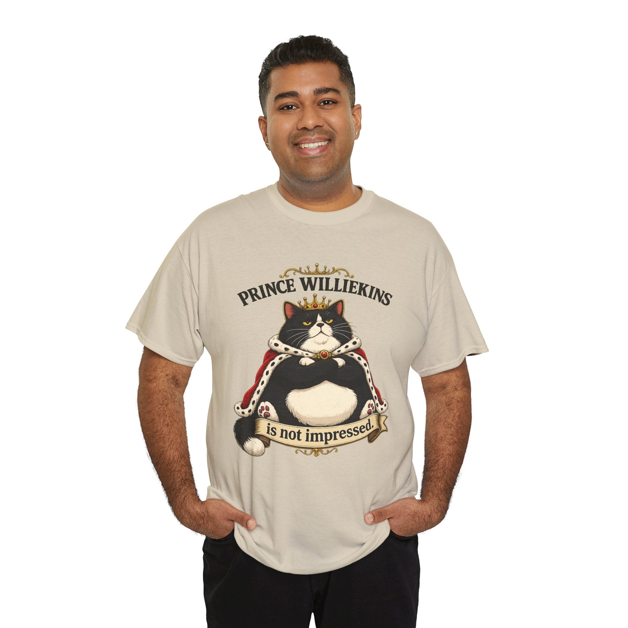 Cat T-Shirt — “Prince Williekins Is Not Impressed” Royal Cat Graphic Tee