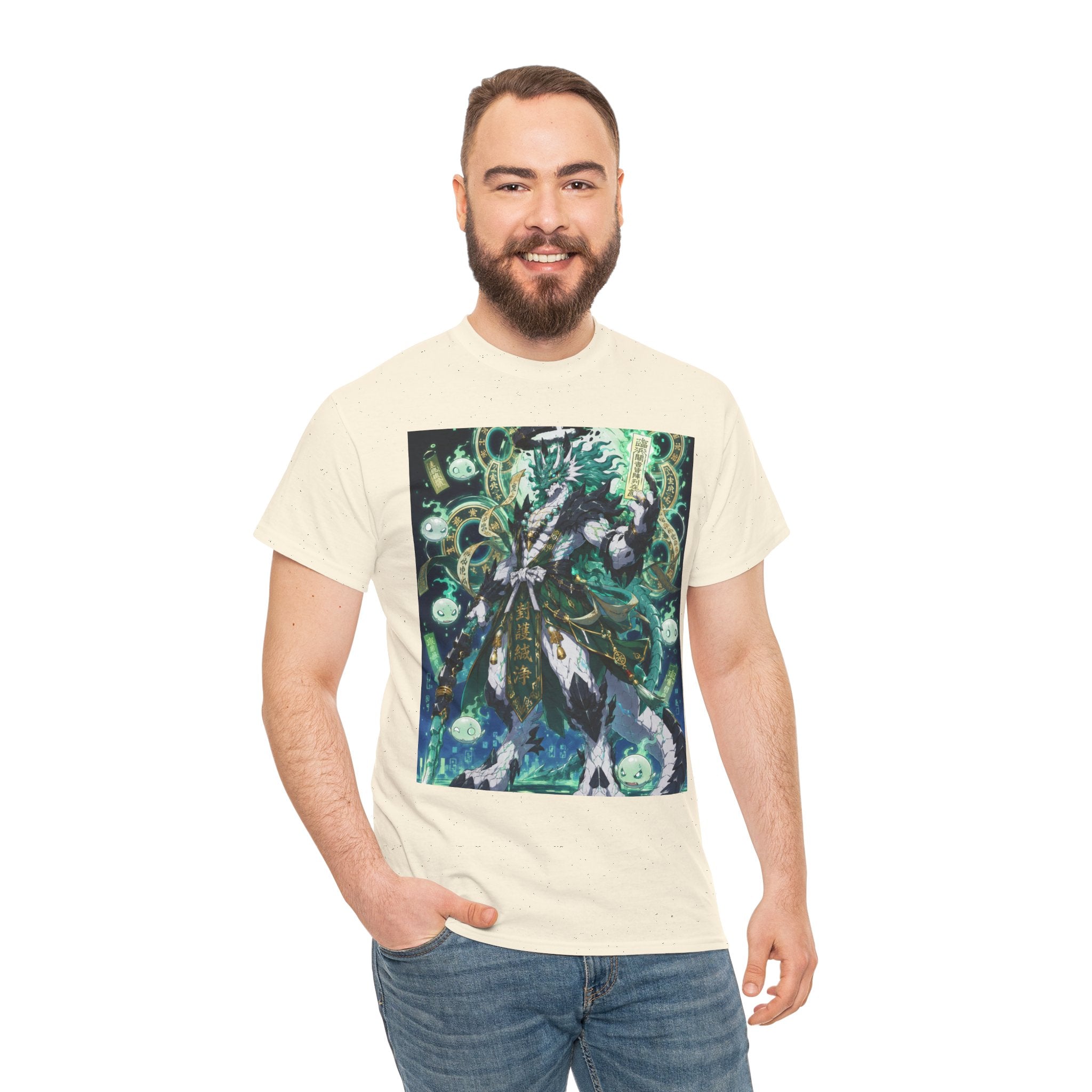 Mystic Forest Sorcerer T-Shirt | Fantasy Mage Illustration, Green Aura