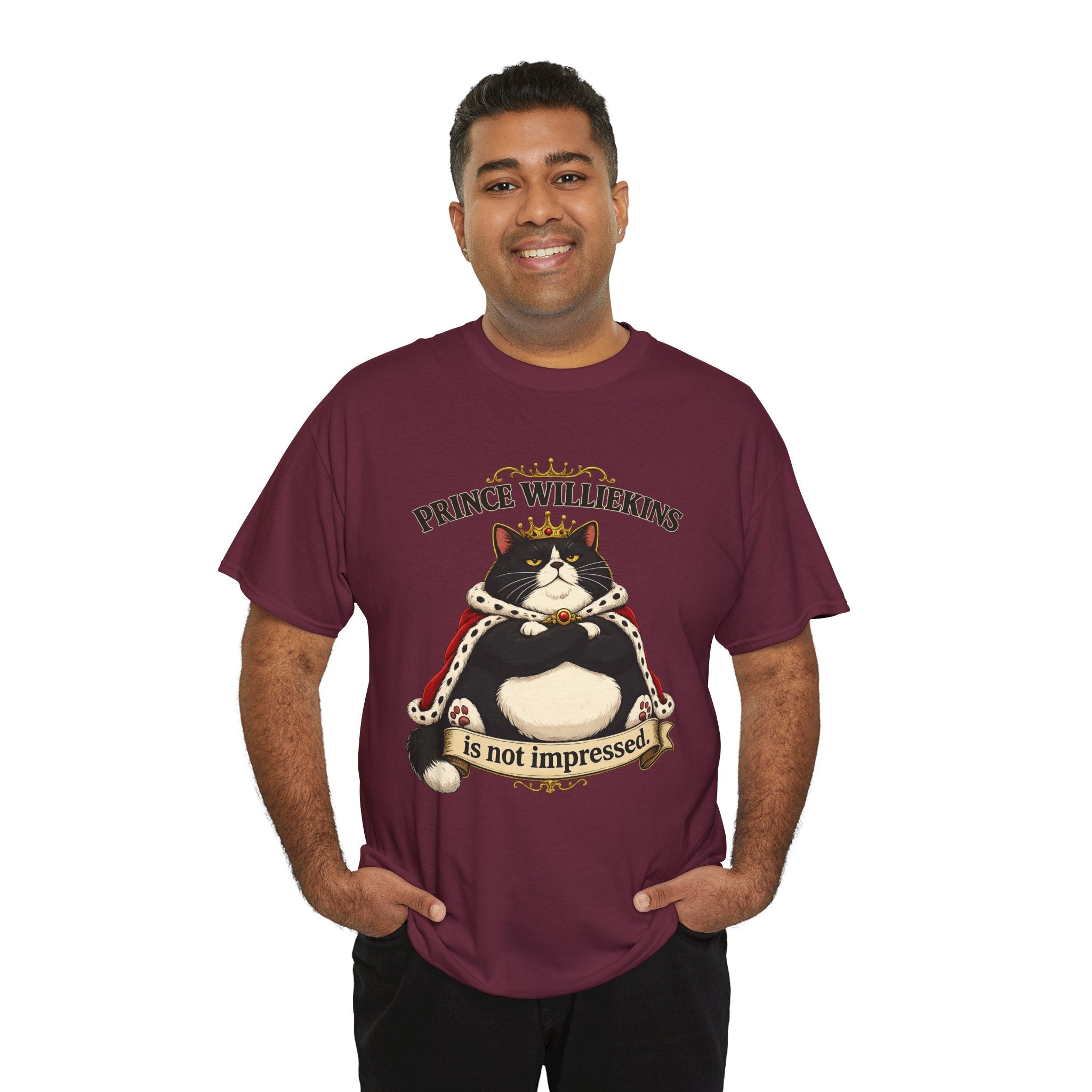 Cat T-Shirt — “Prince Williekins Is Not Impressed” Royal Cat Graphic Tee