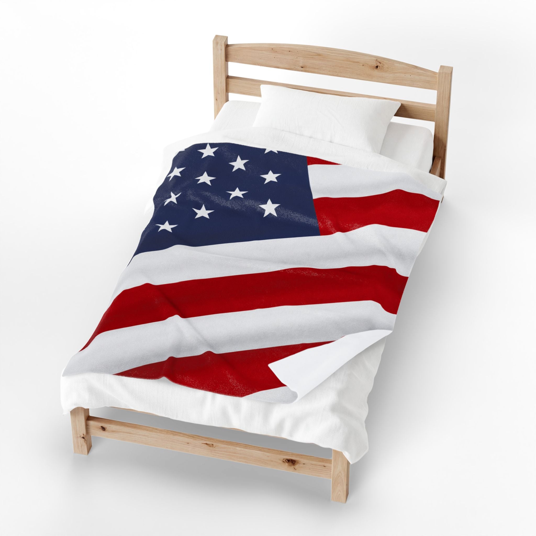 American Flag Velveteen Plush Blanket | USA Stars Stripes Throw