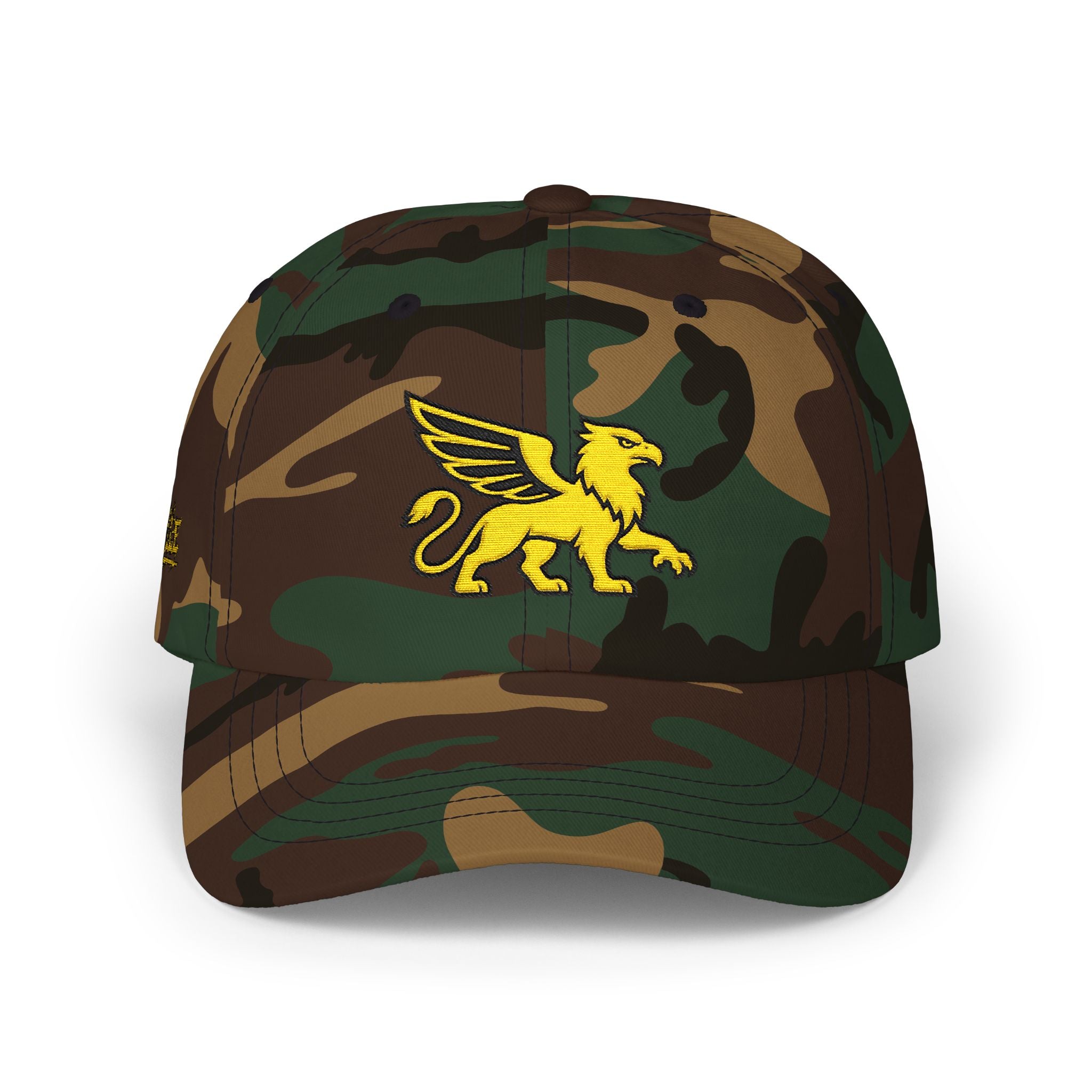 Golden Griffin Embroidered Cap | White Classic Dad Cap