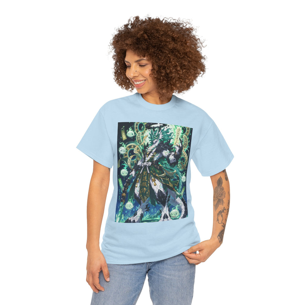 Mystic Forest Sorcerer T-Shirt | Fantasy Mage Illustration, Green Aura
